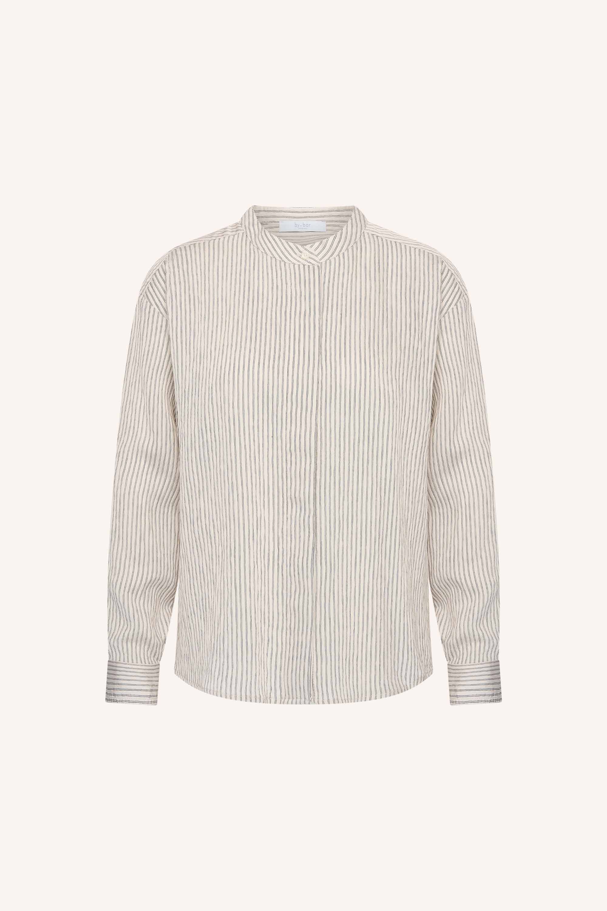 fia thin stripe blouse | jet black stripe