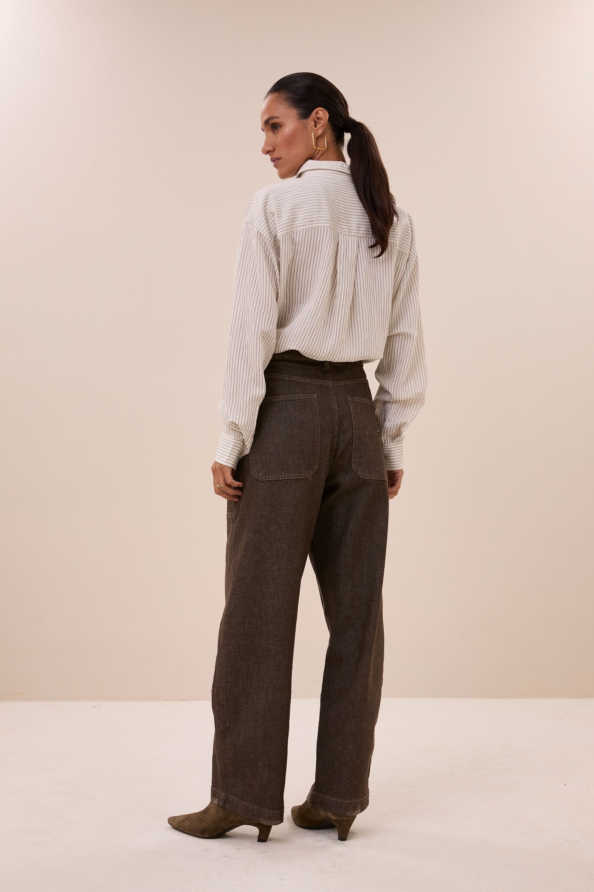 lise thin stripe blouse | jet black stripe