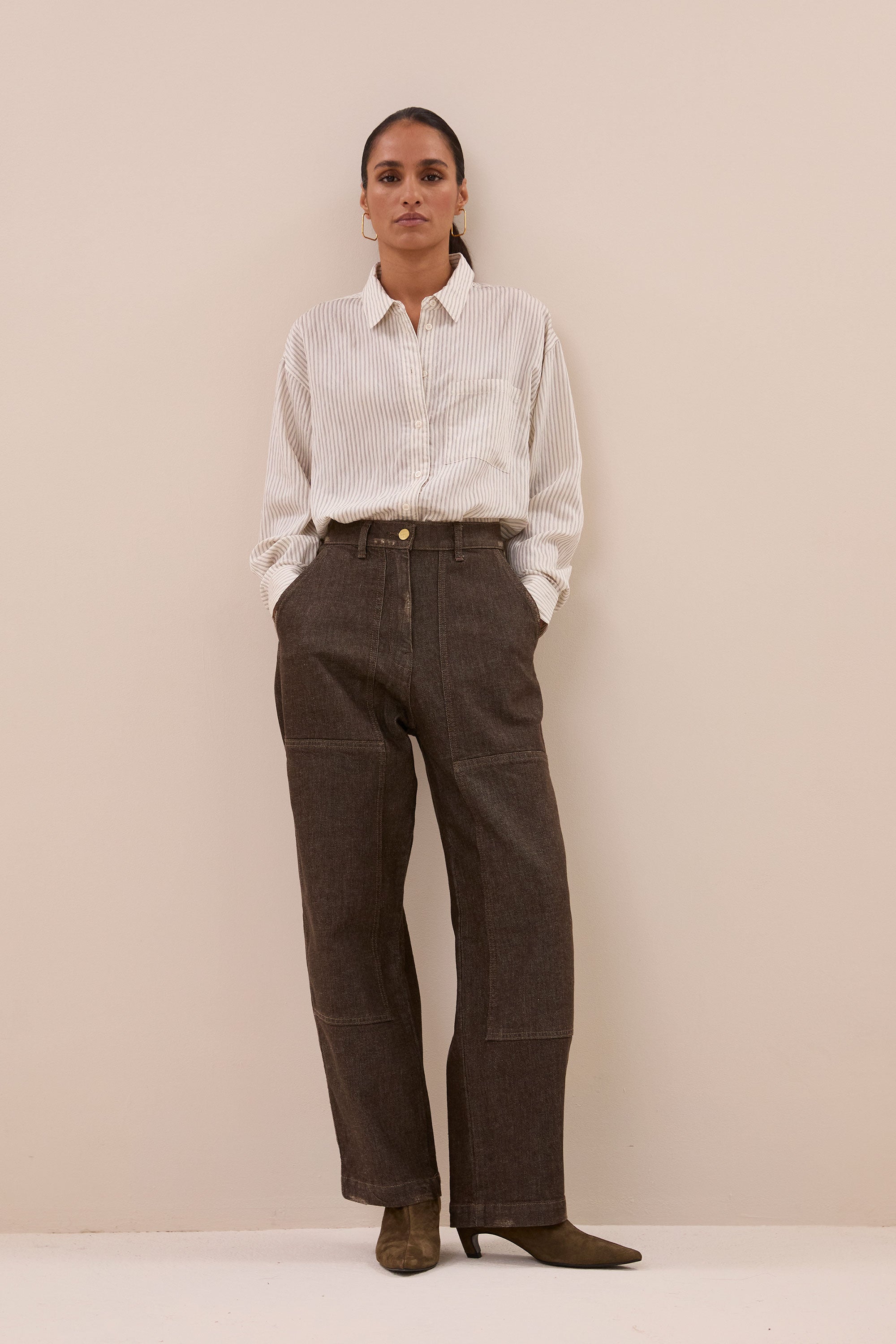 lise thin stripe blouse | jet black stripe