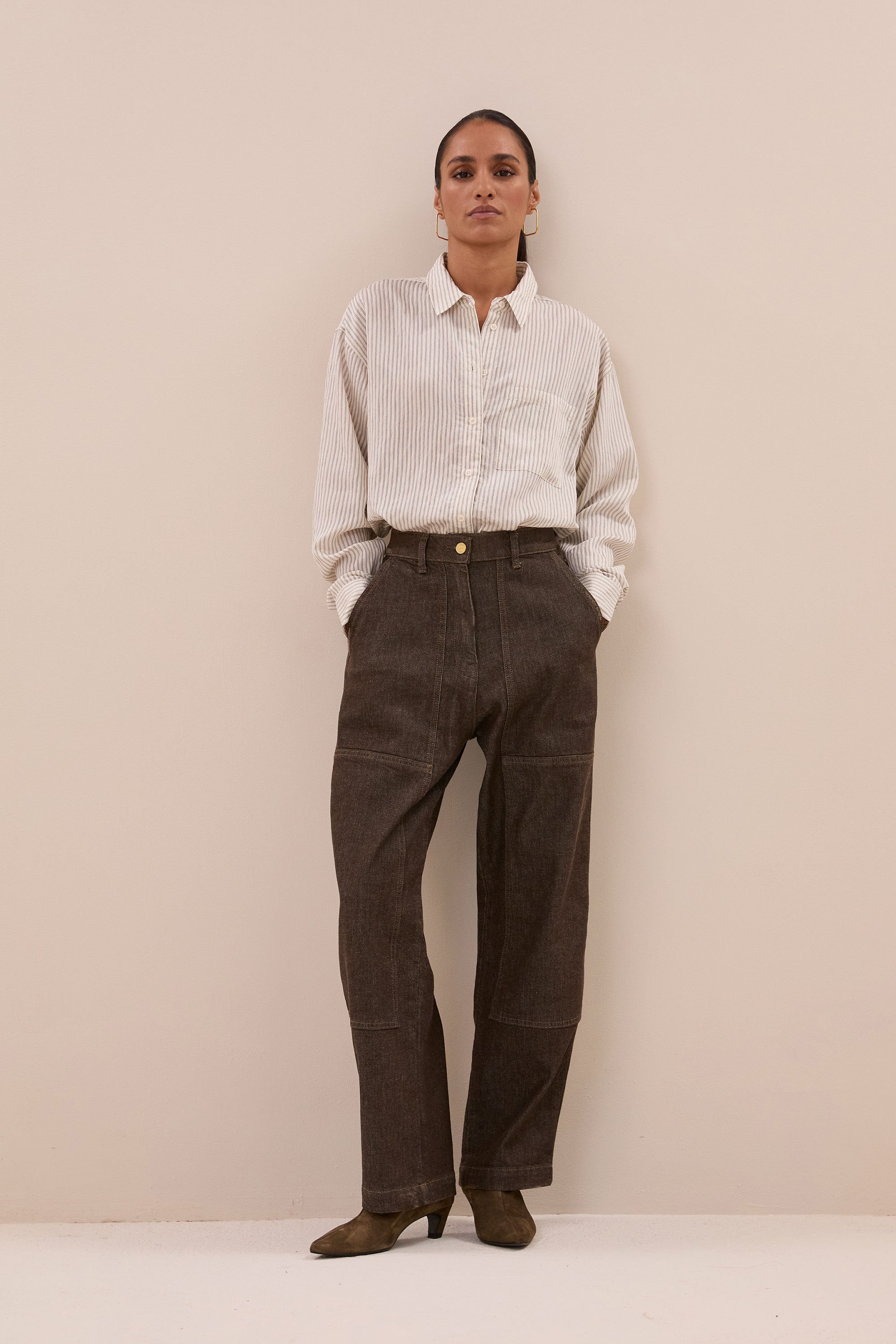 lise thin stripe blouse | jet black stripe