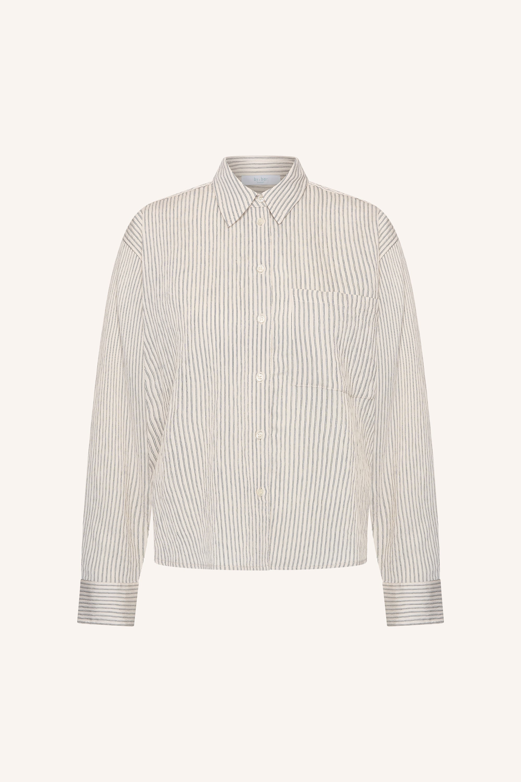 lise thin stripe blouse | jet black stripe