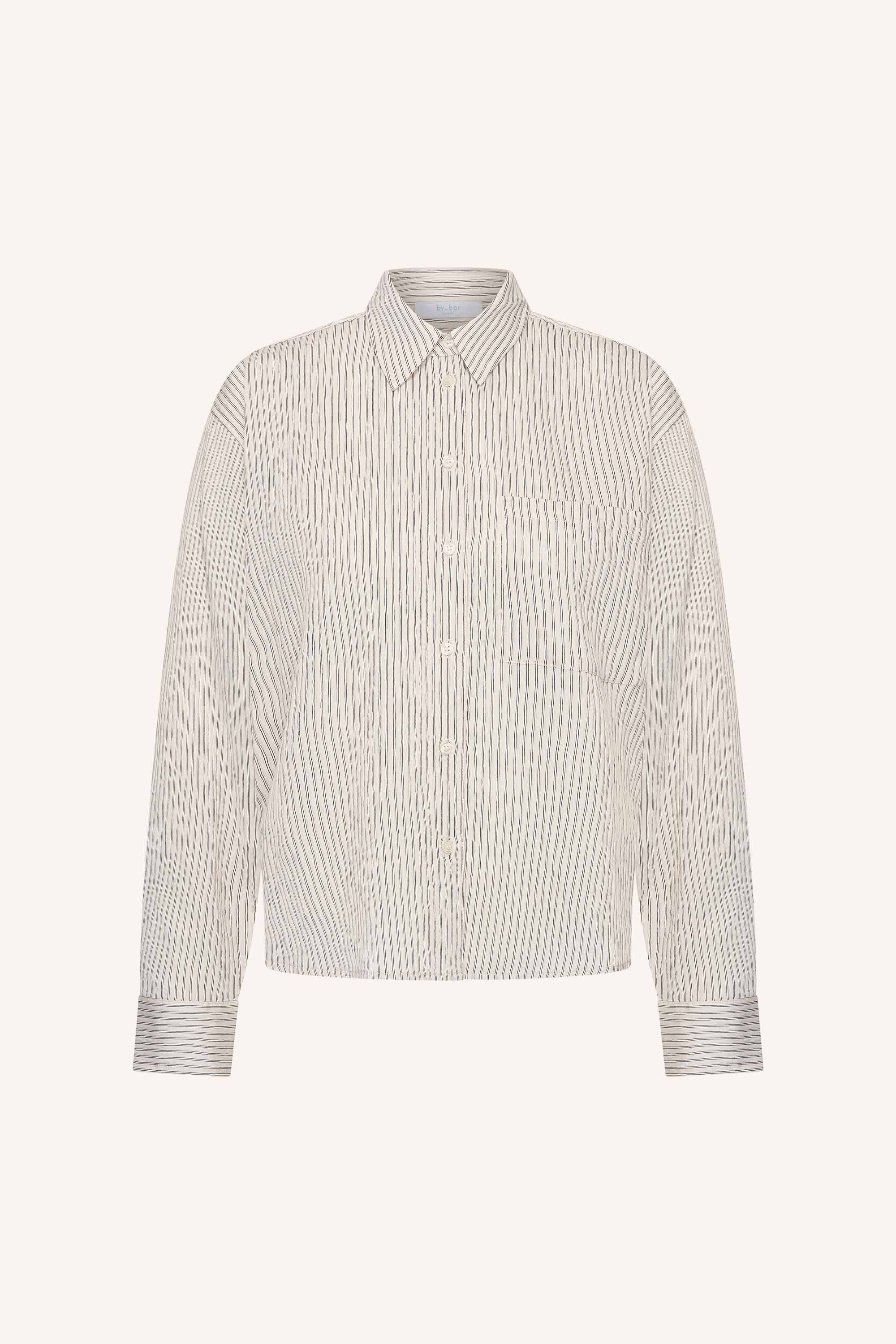lise thin stripe blouse | jet black stripe