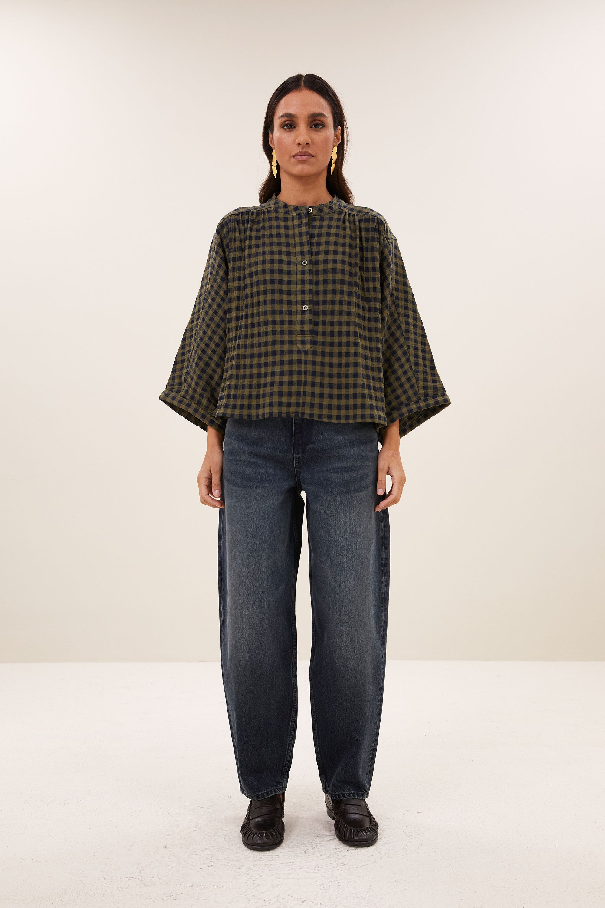 jess blouse | olive check