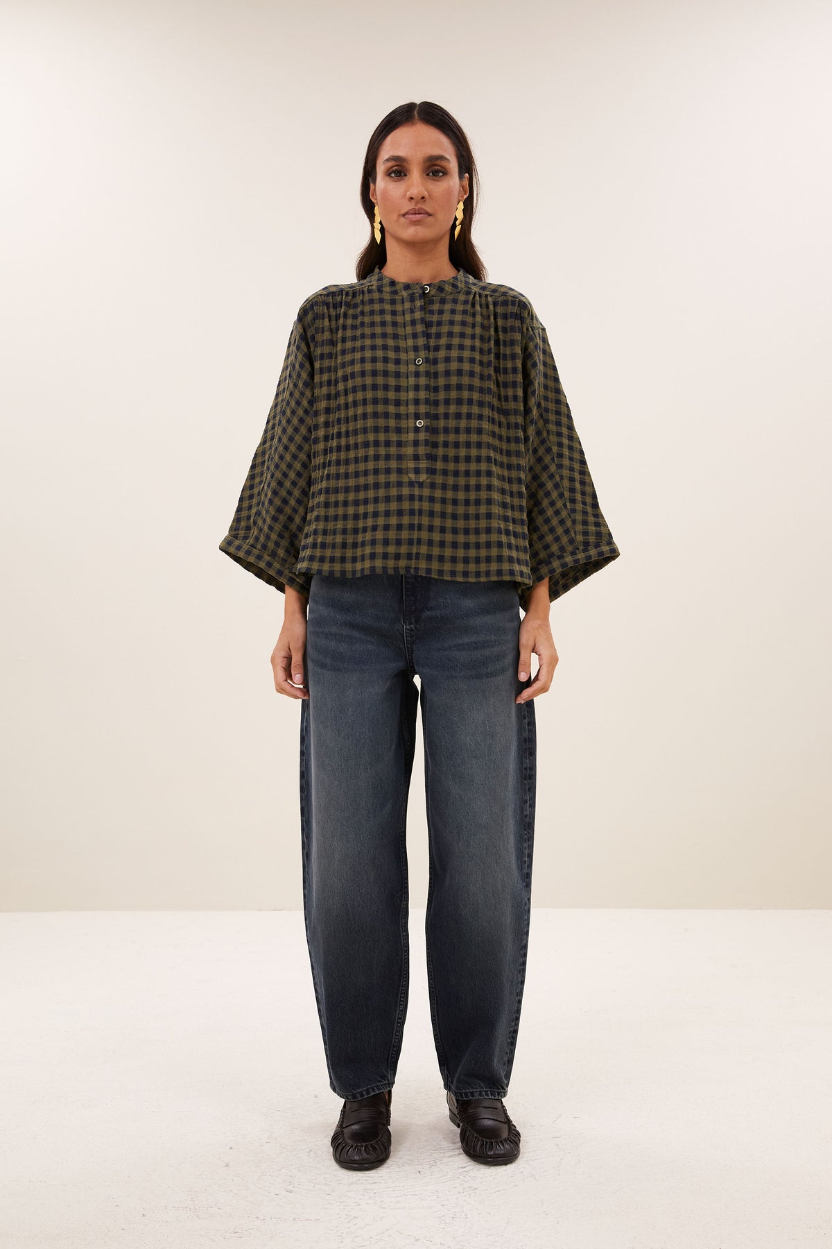 jess blouse | olive check