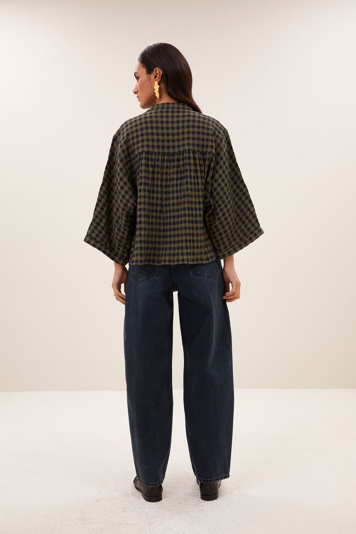 jess blouse | olive check