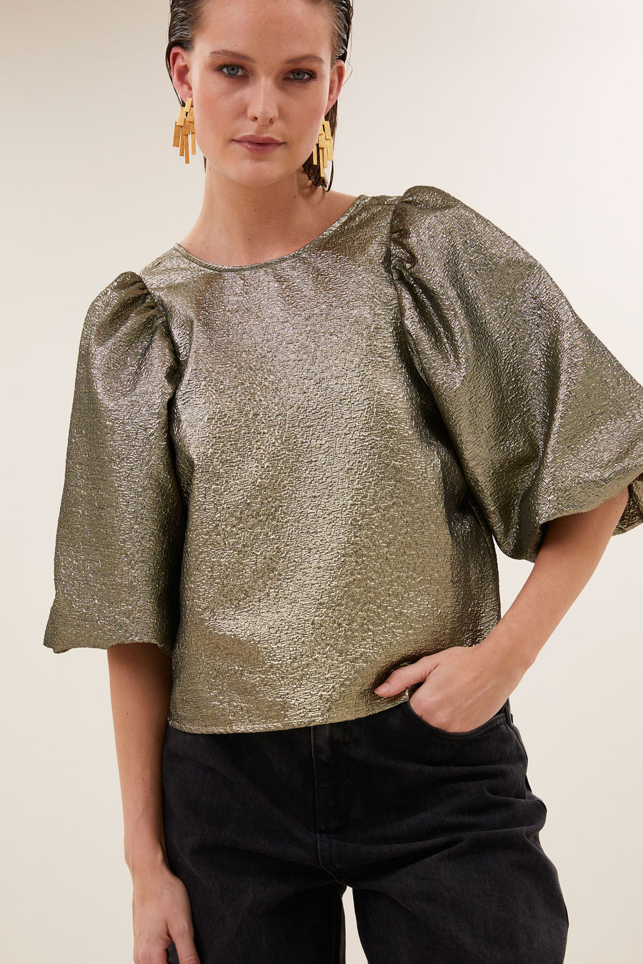 juta gold blouse | gold