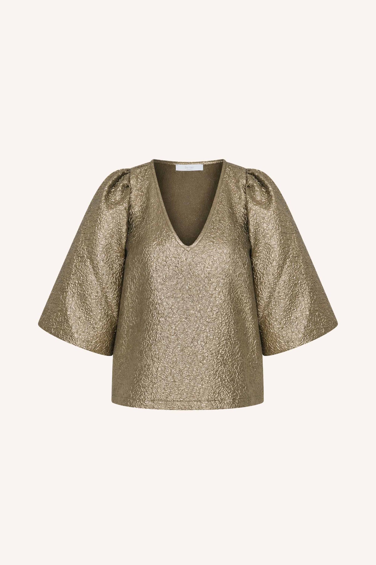 juta-gold-blouse-gold-korte fit-pofmouwen-v-halslijn-by-bar-productfoto