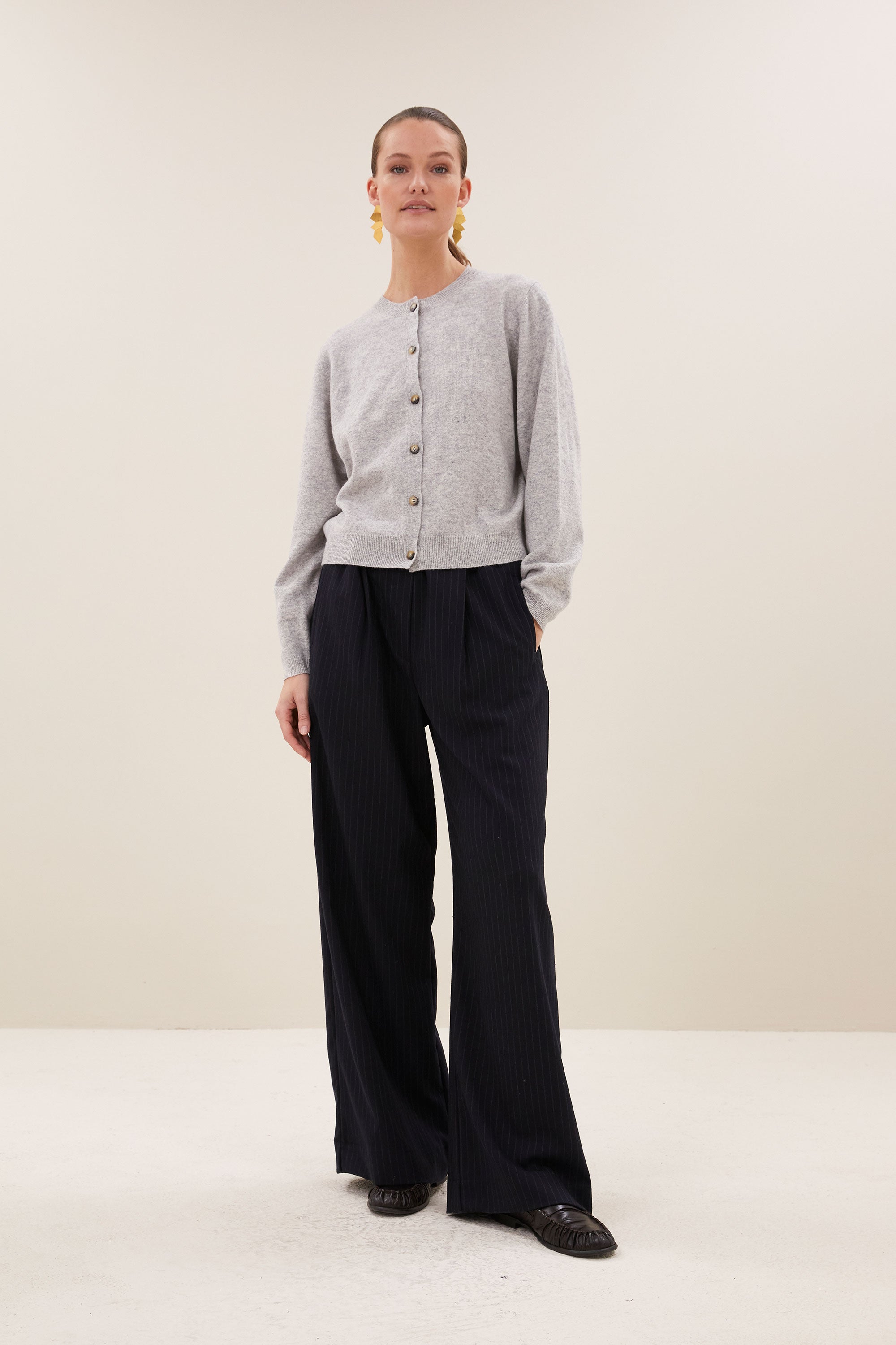 cleo merino cardigan | grey melee