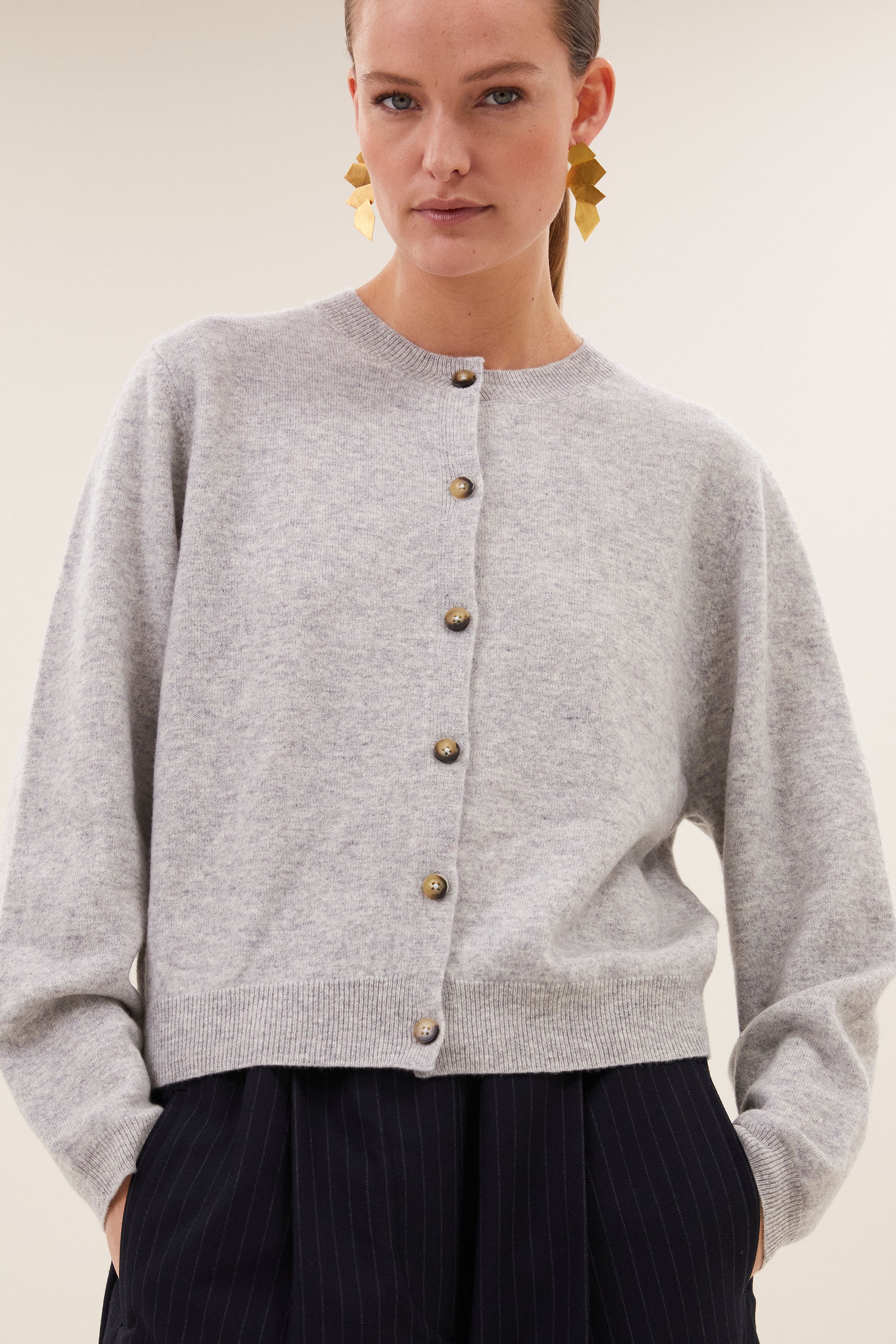 cleo merino cardigan | grey melee