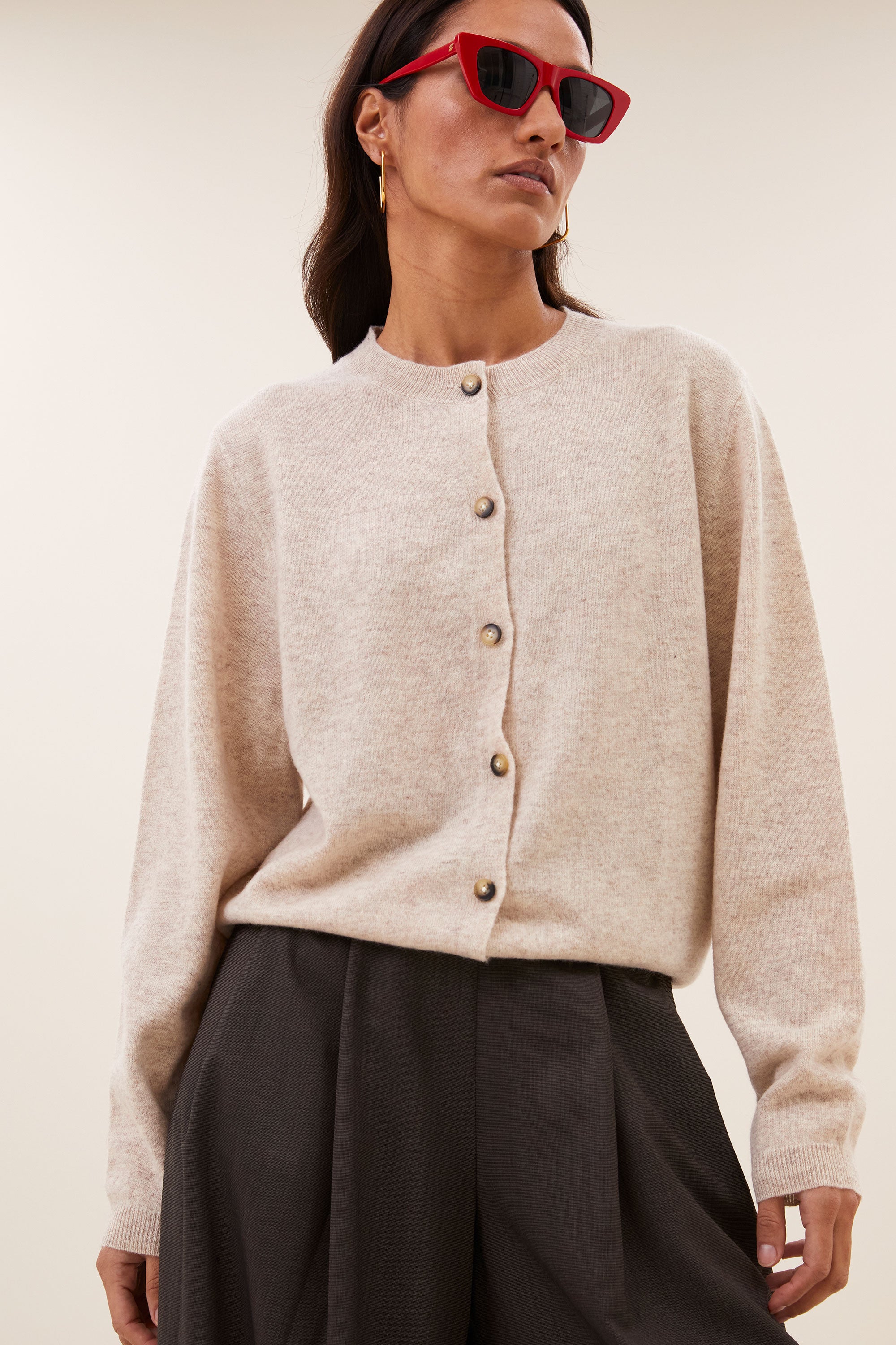 cleo merino cardigan | oyster melee