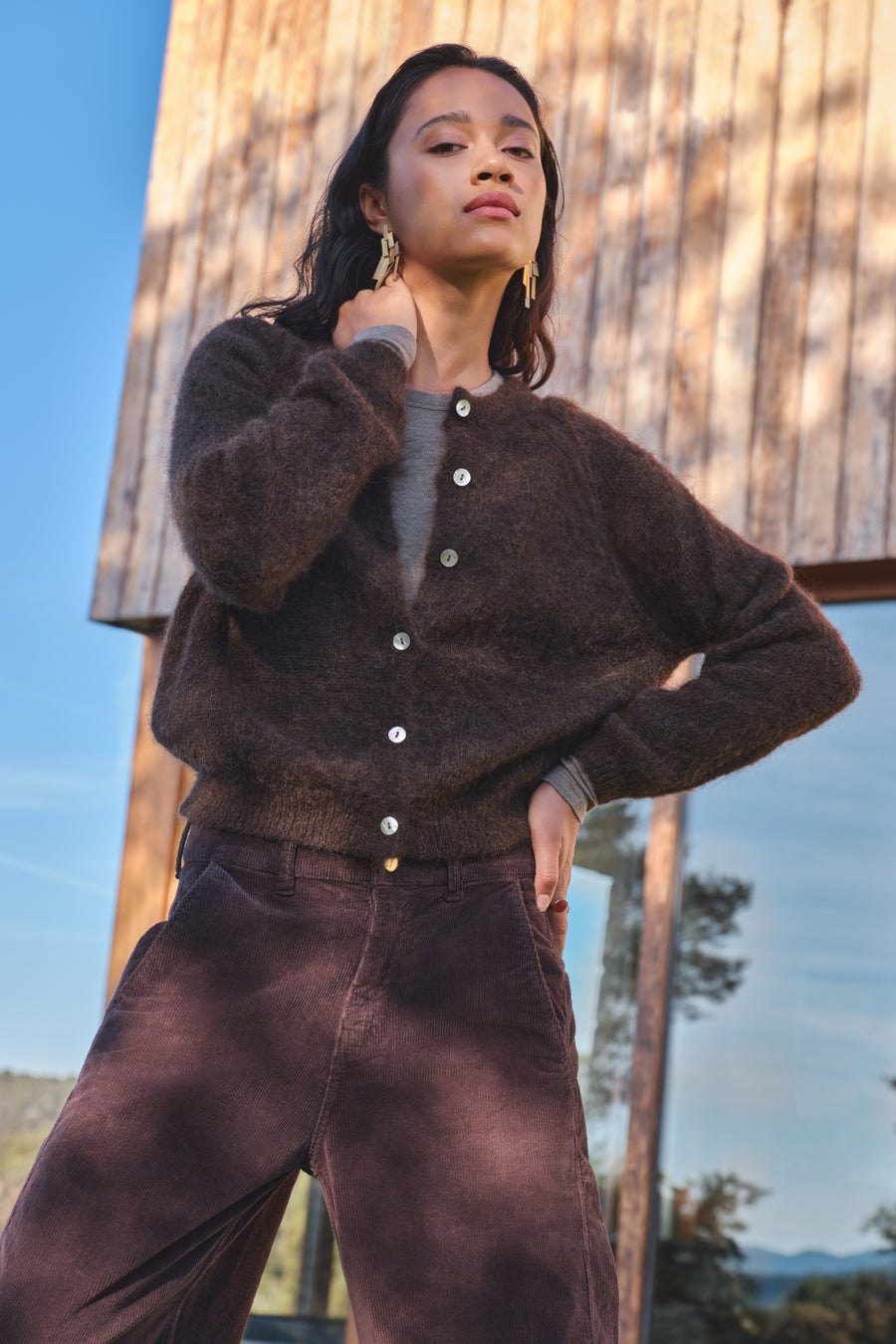 falon cardigan | deep brown