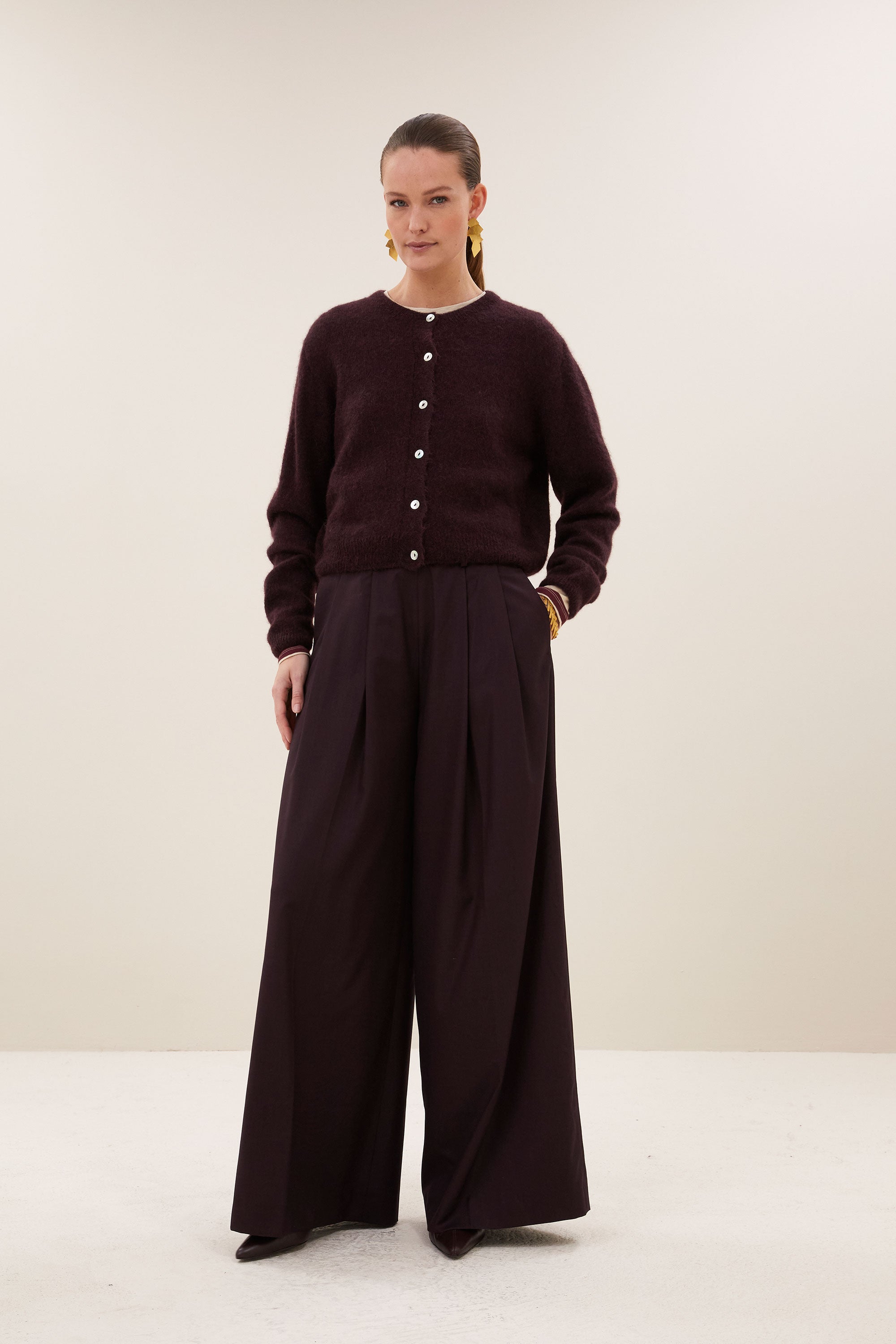 cleo cardigan | deep wine