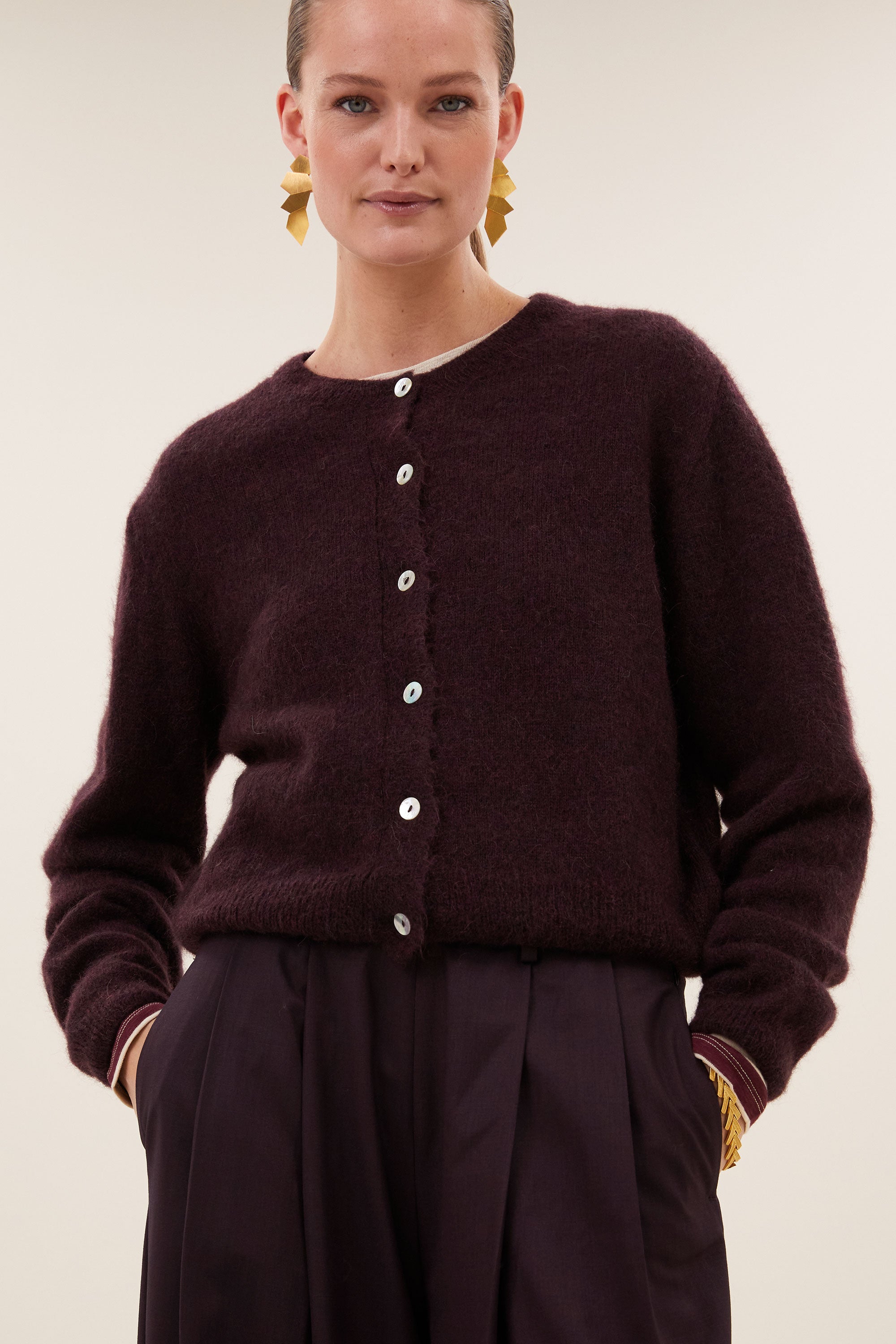 cleo cardigan | deep wine