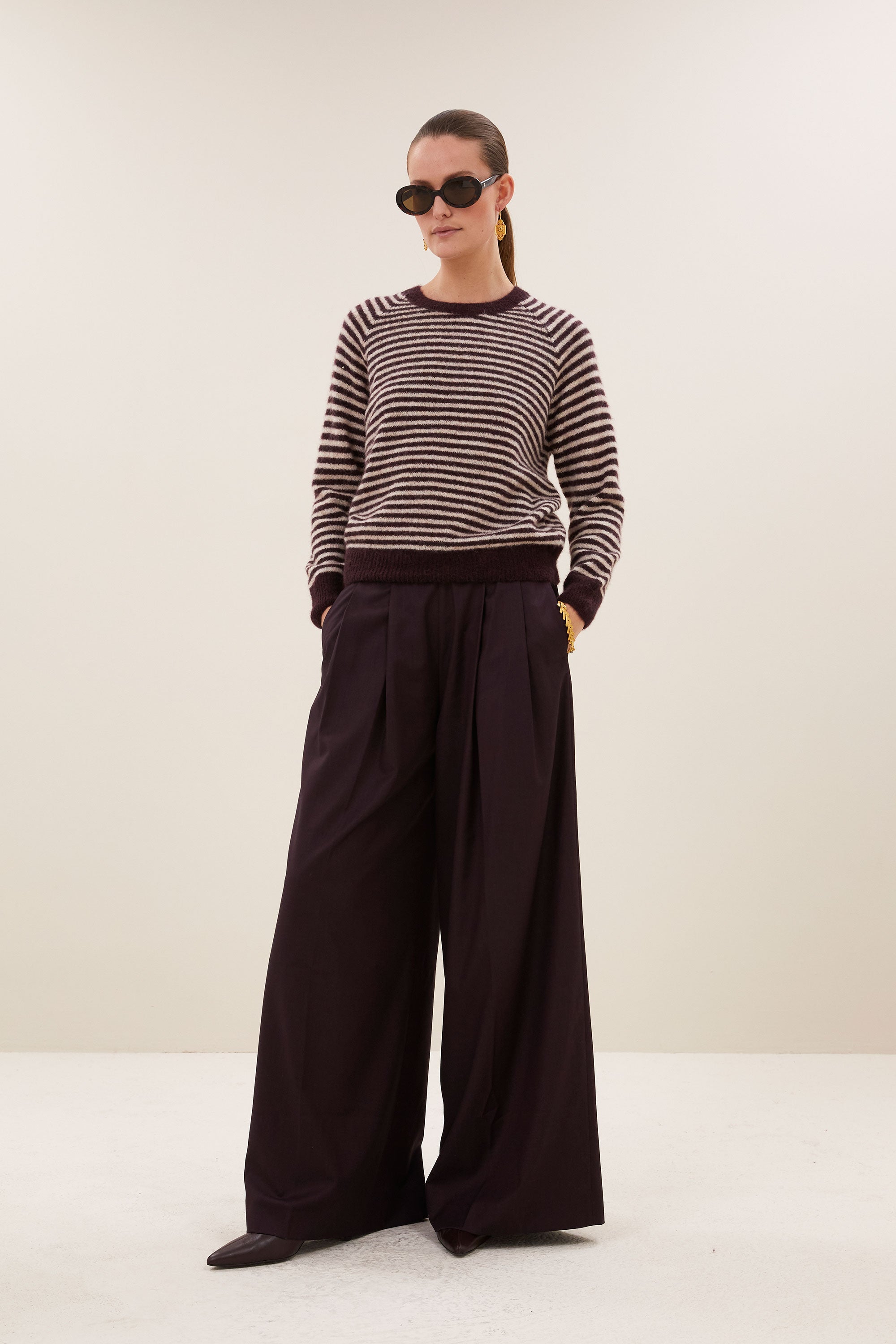 sally stripe pullover | burgundy crush stripe