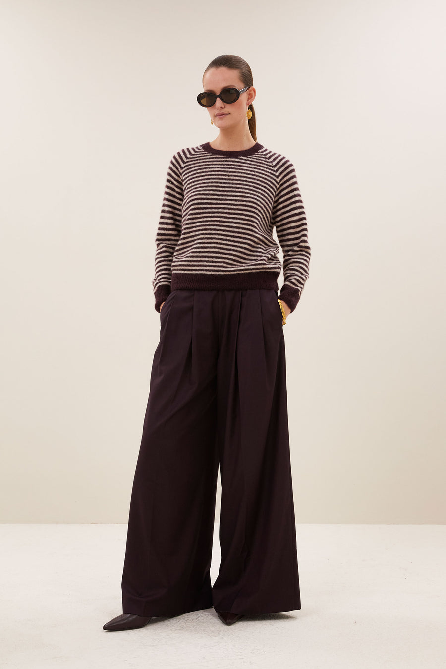 sally stripe pullover | burgundy crush stripe