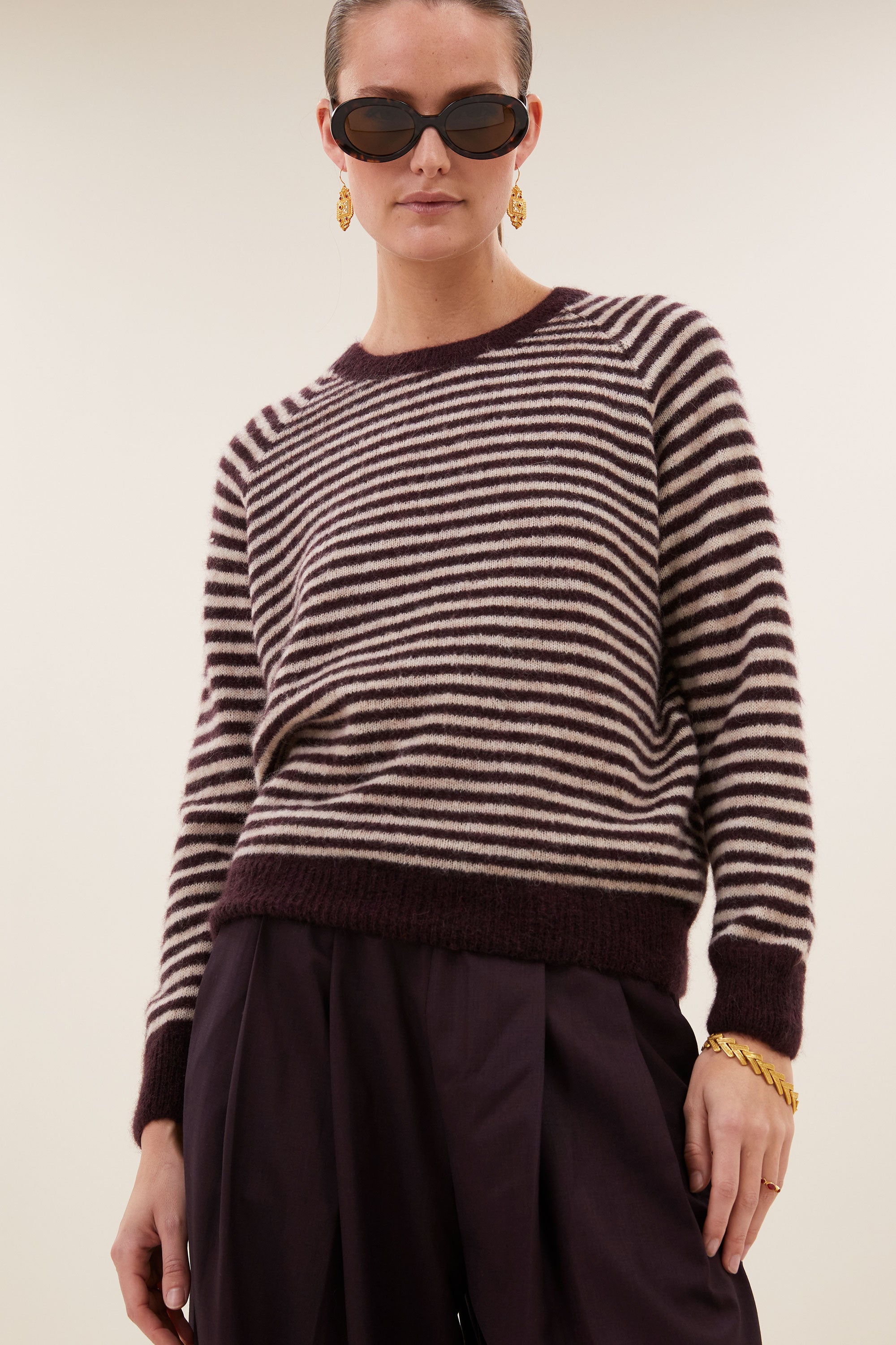sally stripe pullover | burgundy crush stripe