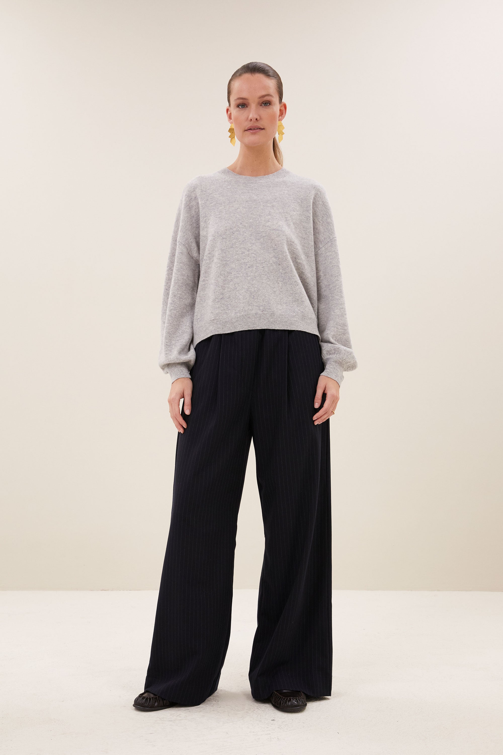 sammie round neck pullover | grey melee