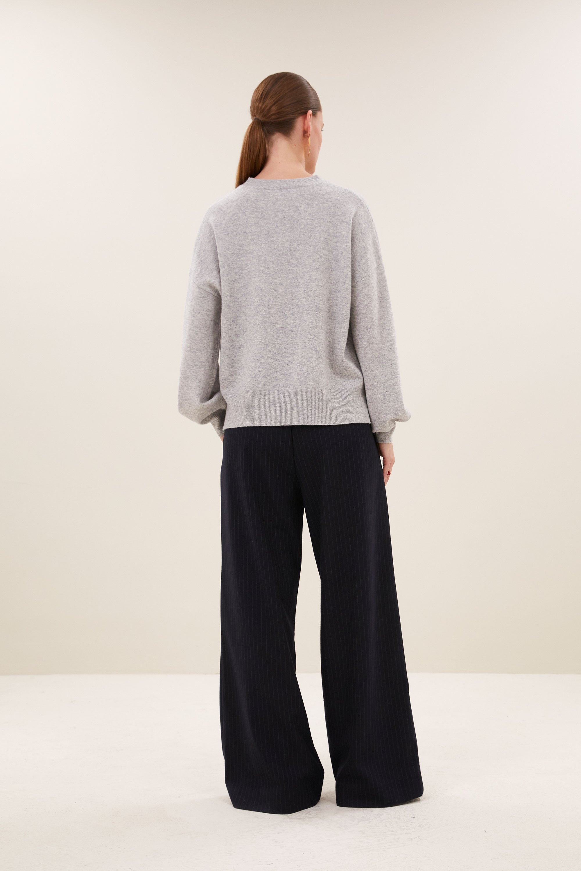 sammie round neck pullover | grey melee