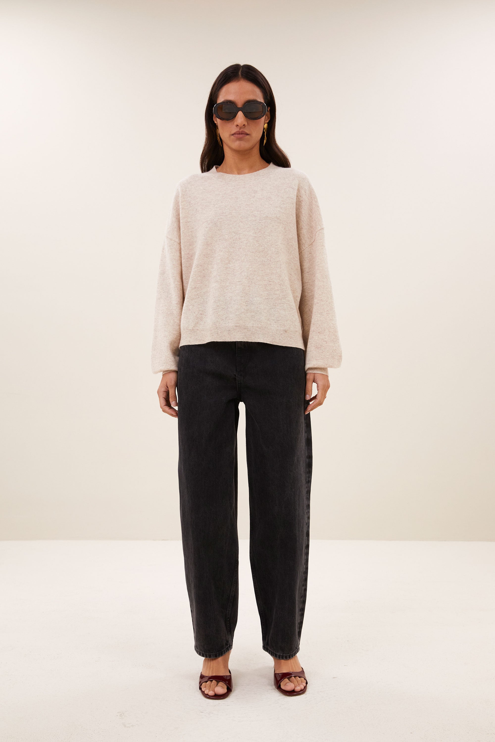 sammie round neck pullover | oyster melee