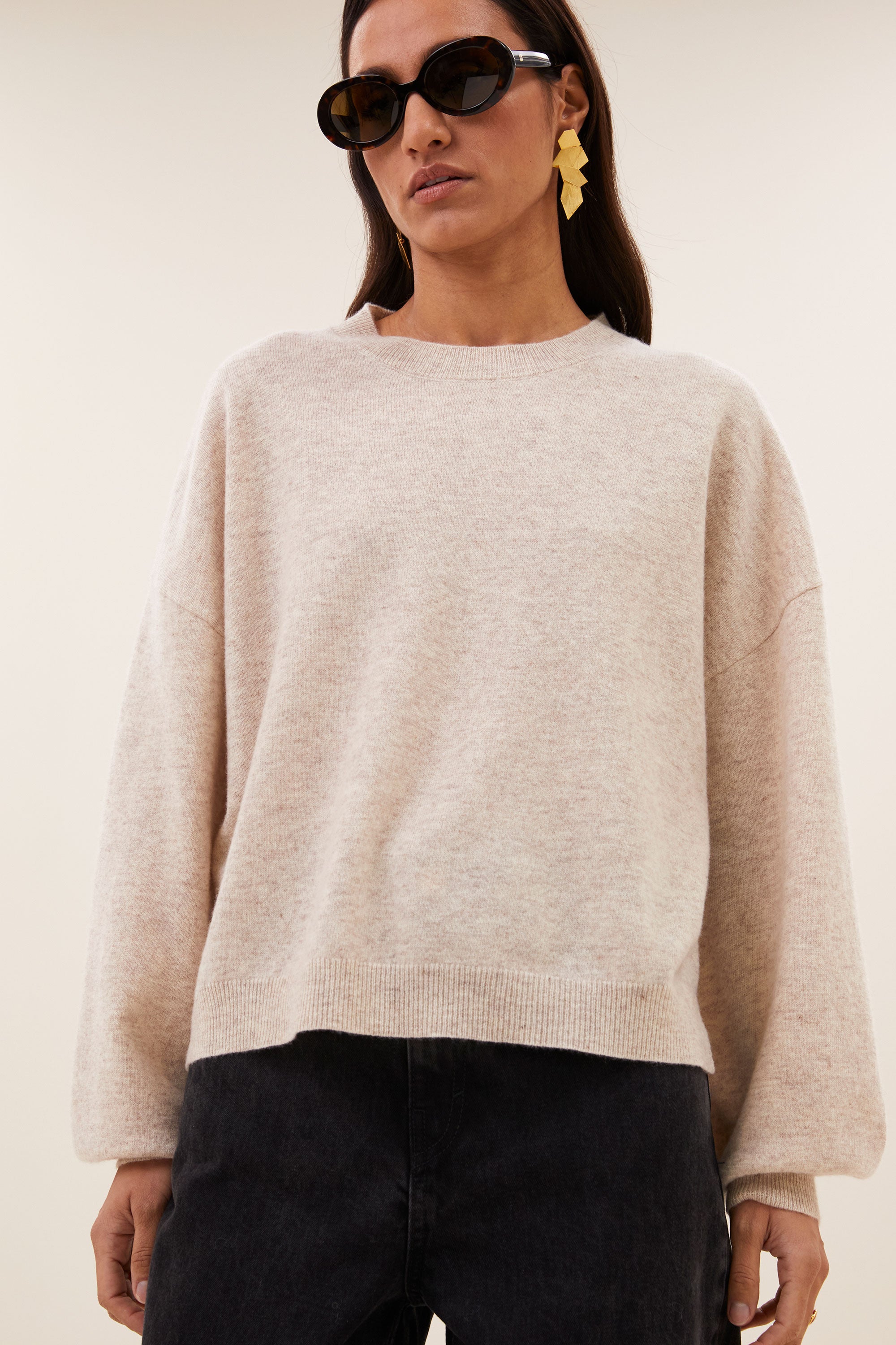 sammie round neck pullover | oyster melee