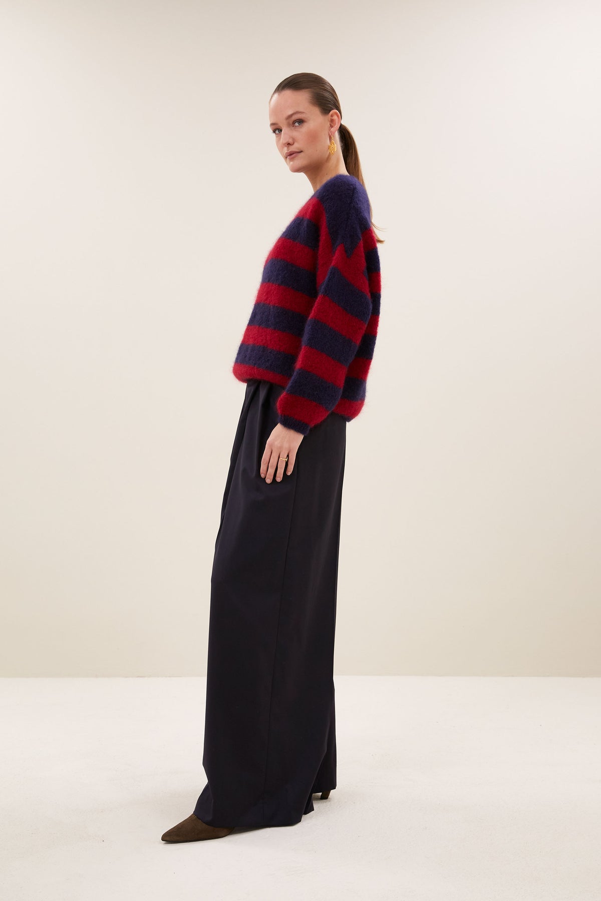 gigi stripe pullover | wine stripe