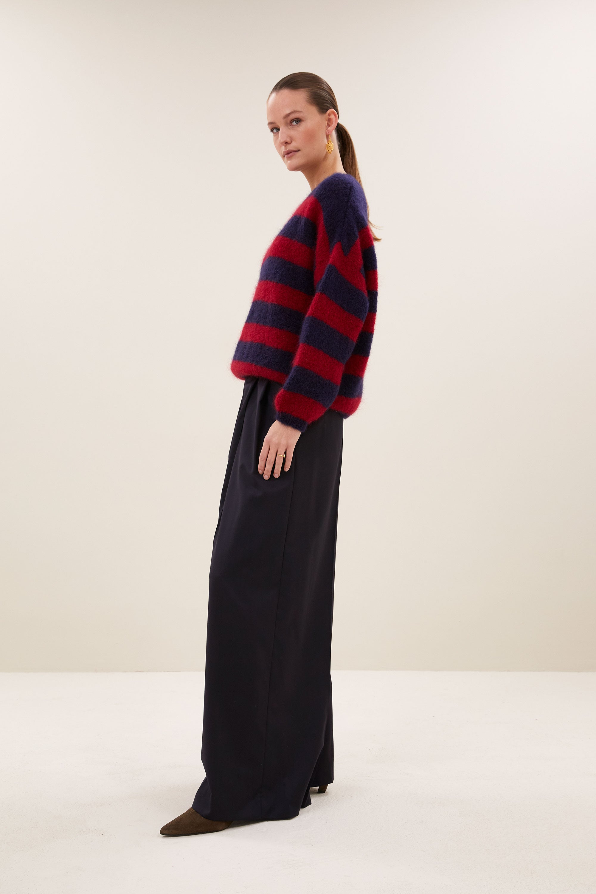 gigi stripe pullover | wine stripe