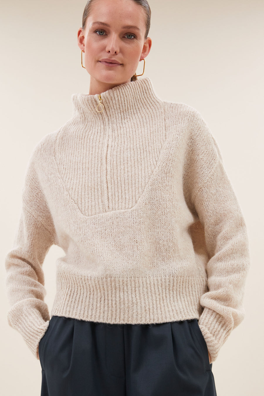 boxy beau pullover | chalk