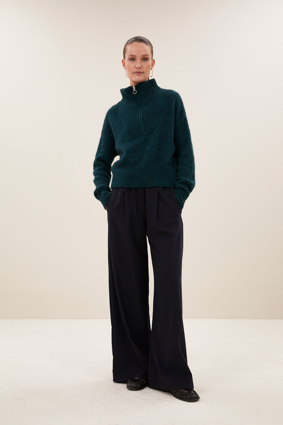 boxy beau pullover | dark green