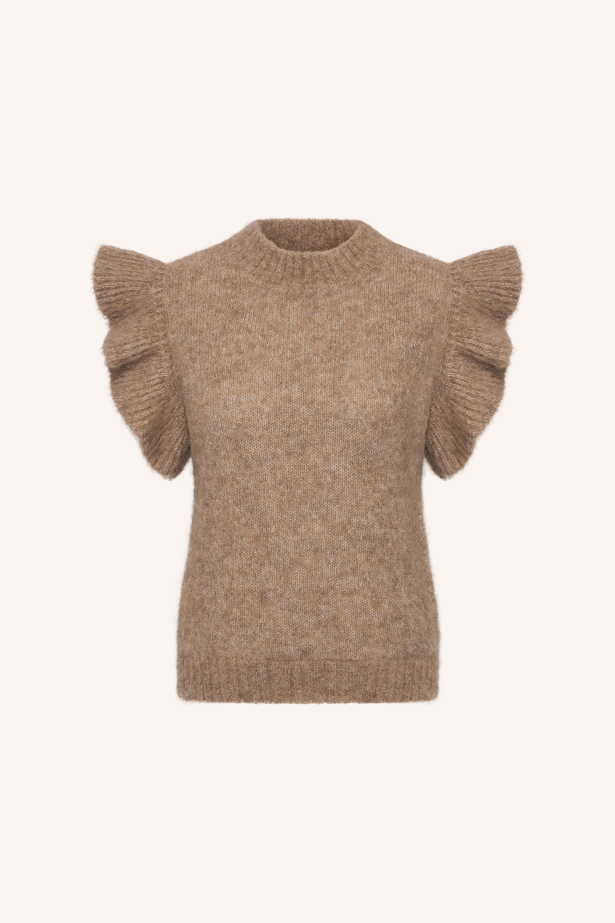 fossy-spencer-biscuit-melee-alpacamix kwaliteit-comfortabele pasvorm-ronde halslijn-by-bar-productfoto