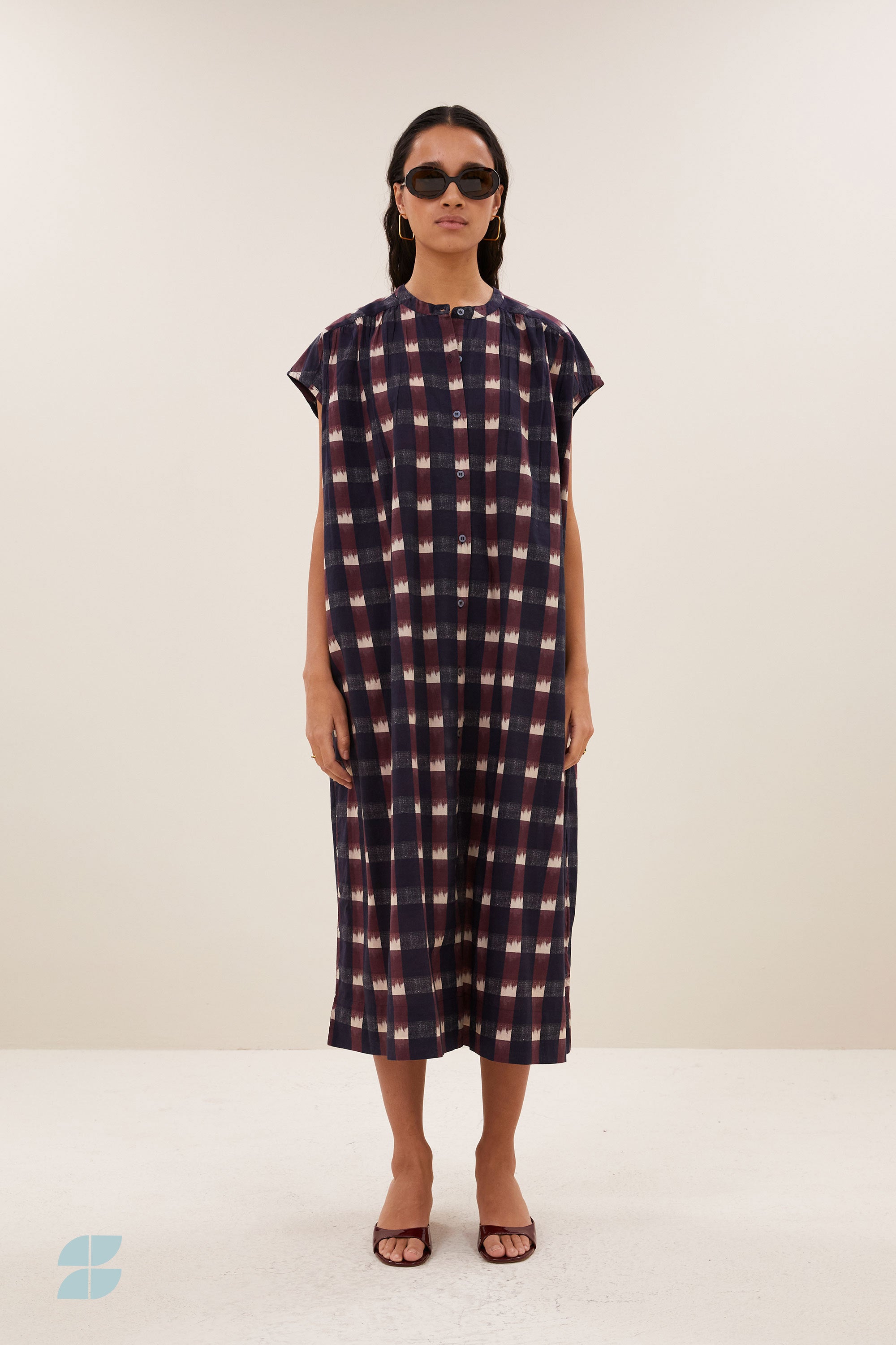 nana ikat dress | wine ikat print