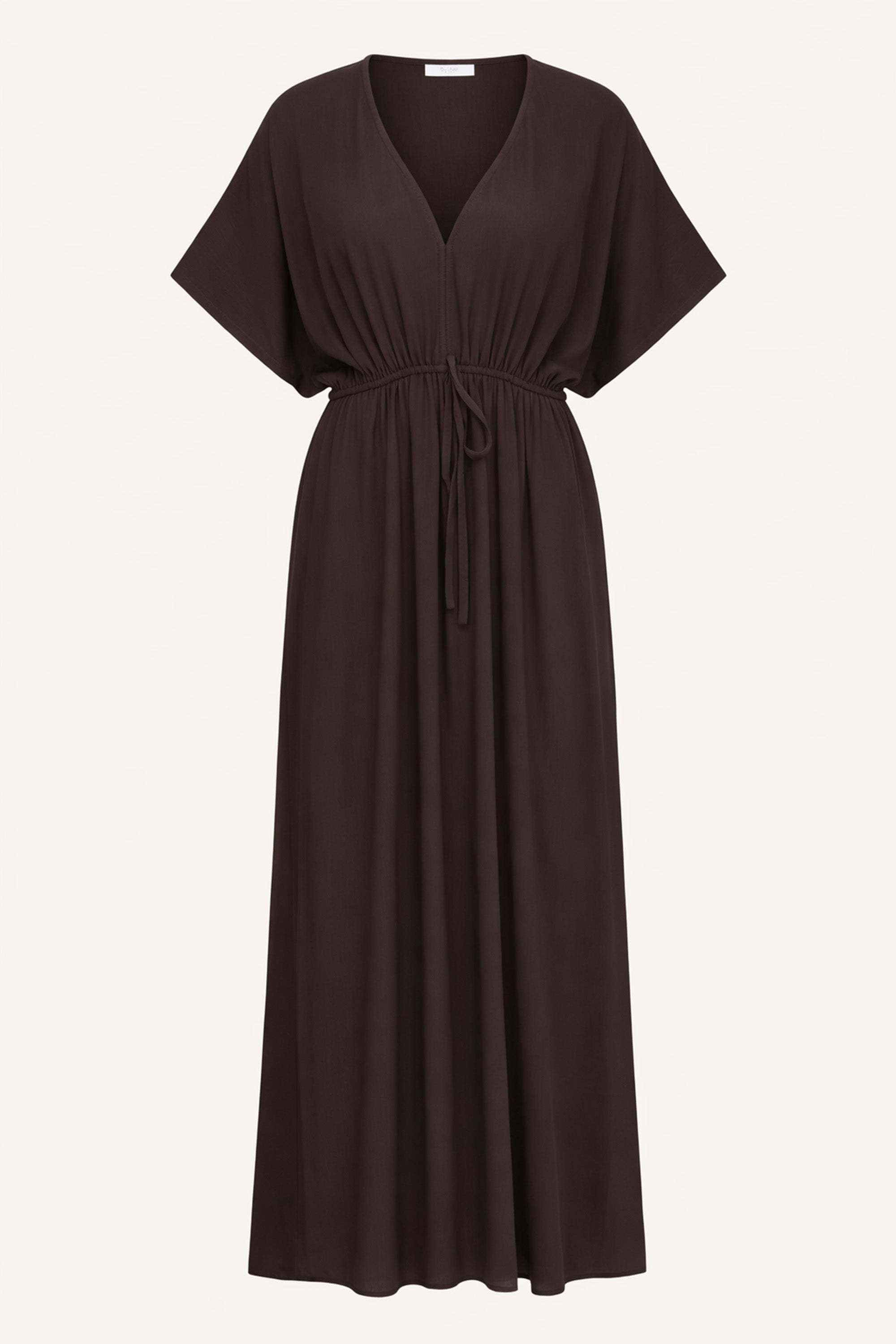 dress-long twill dress espresso-by-bar-zijaanzicht