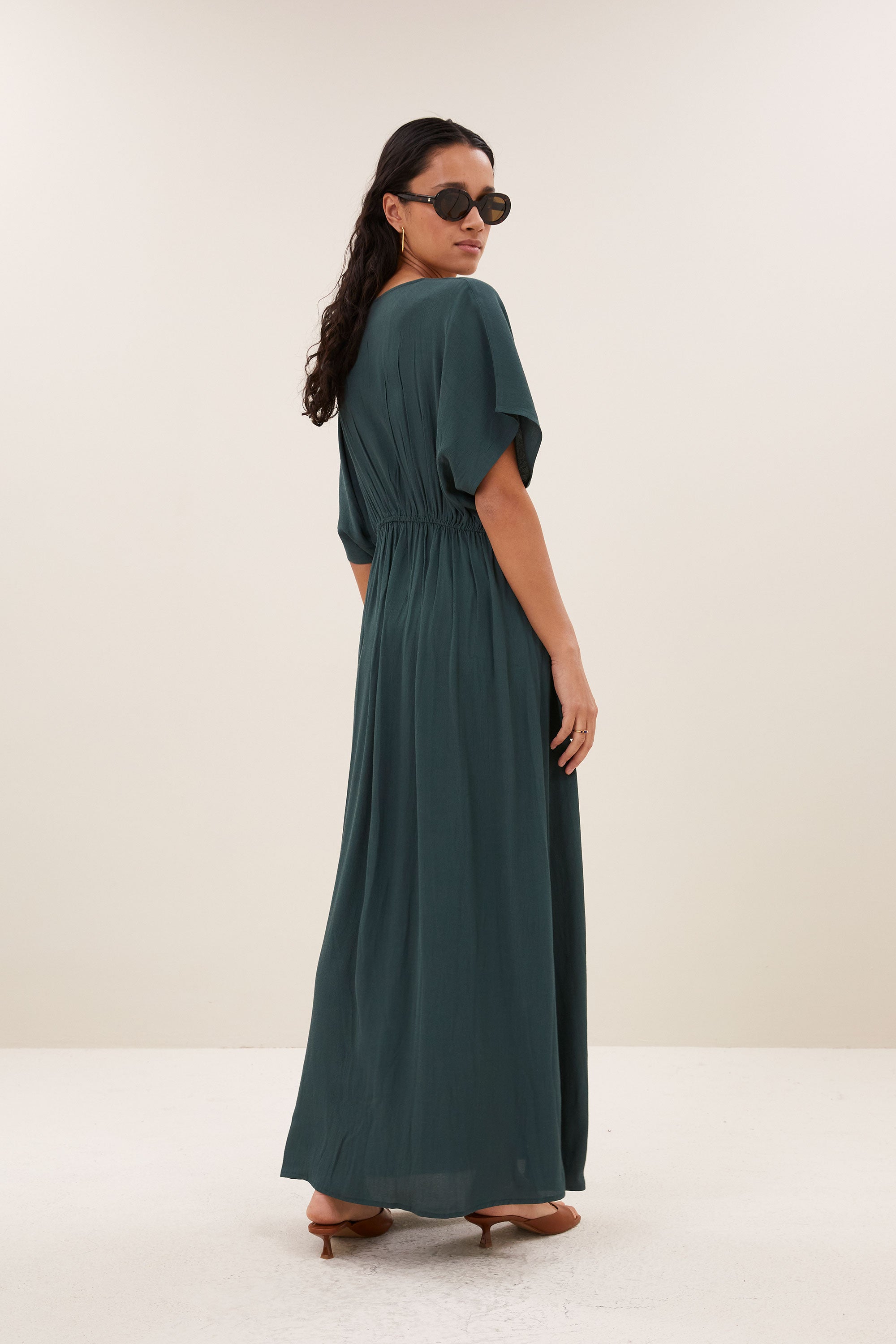 long twill dress | dried basil