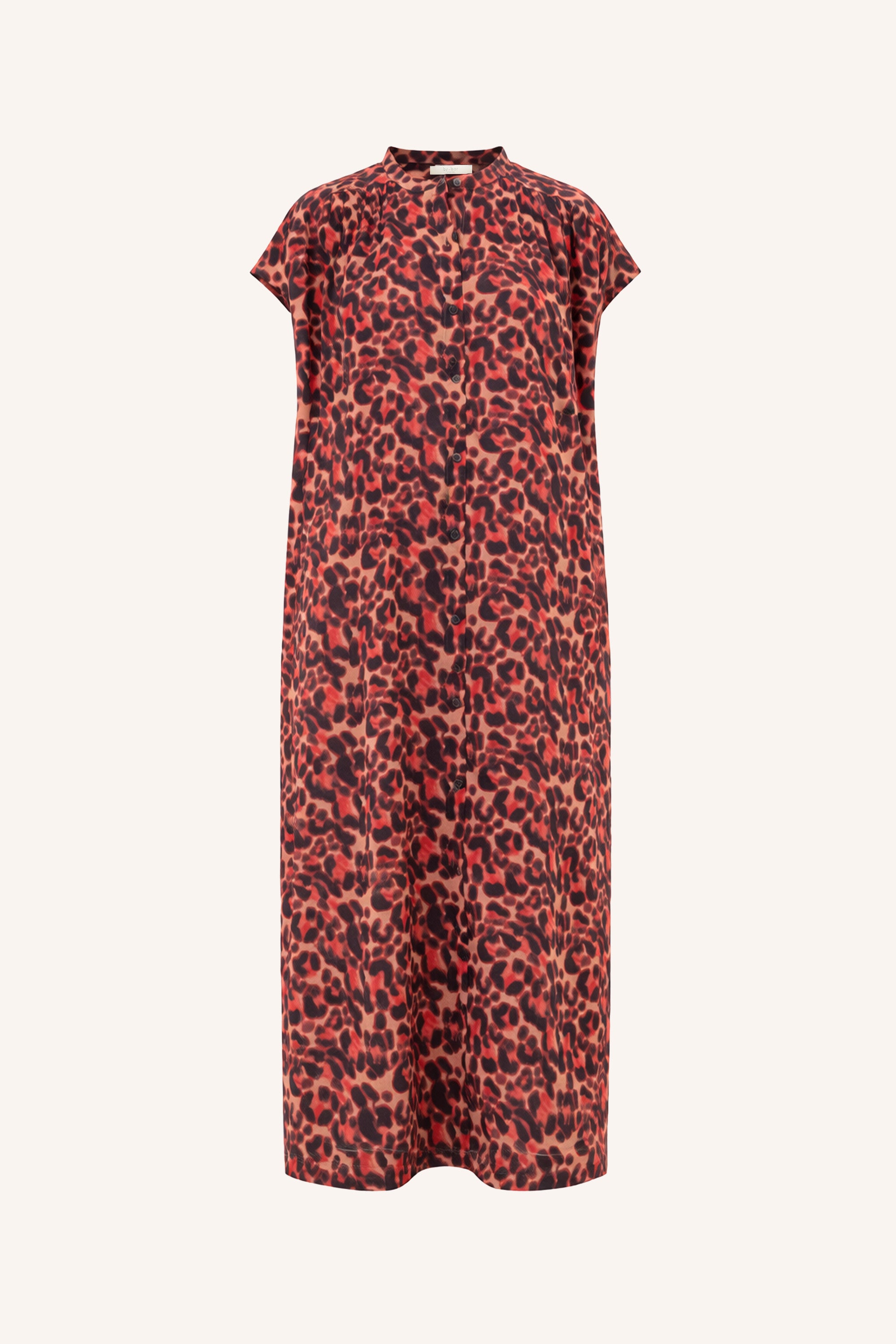 nana-cheetah-dress-cheetah-blush-knoopsluiting-ronde halslijn-kleine kapmouw-by-bar-productfoto