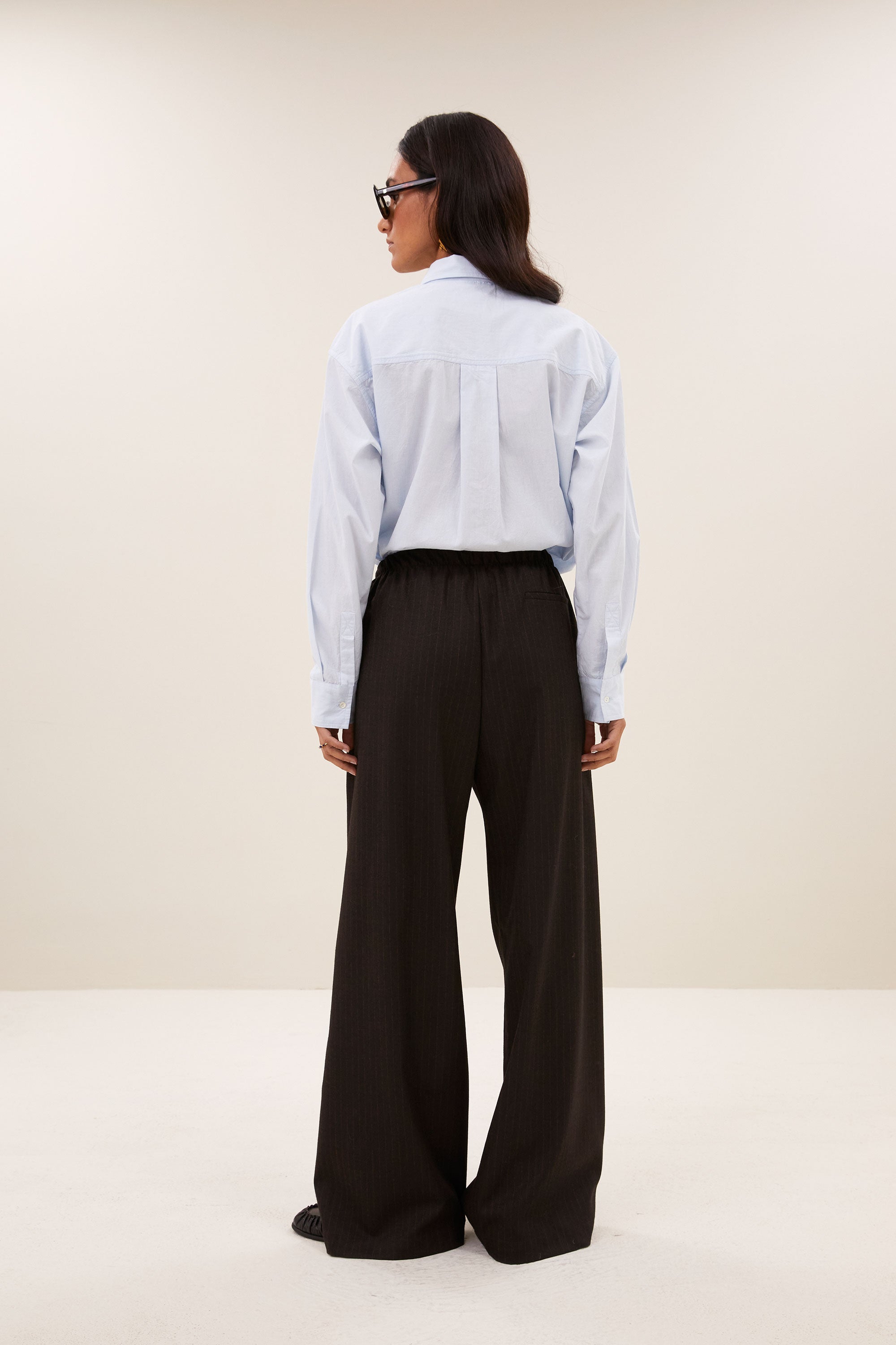 pelle pinstripe pants | brown pinstripe