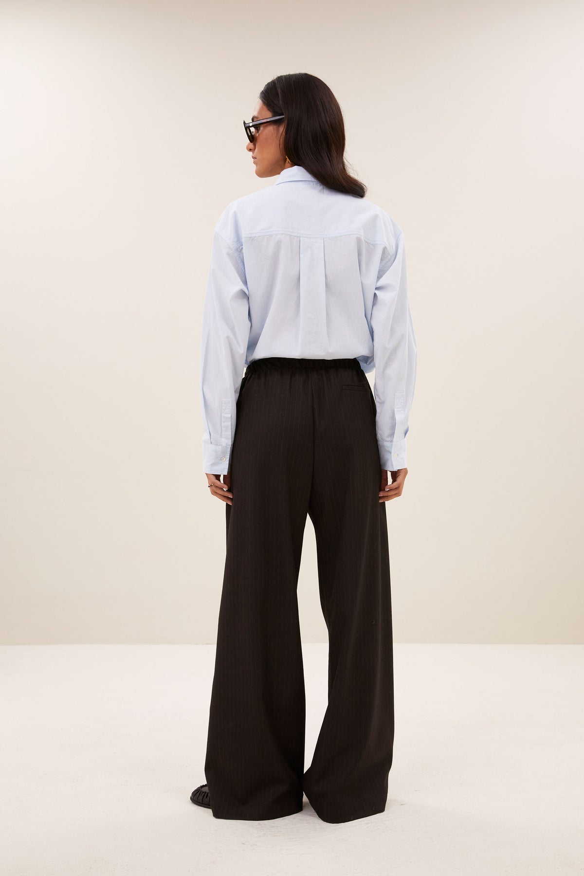pelle pinstripe pants | brown pinstripe
