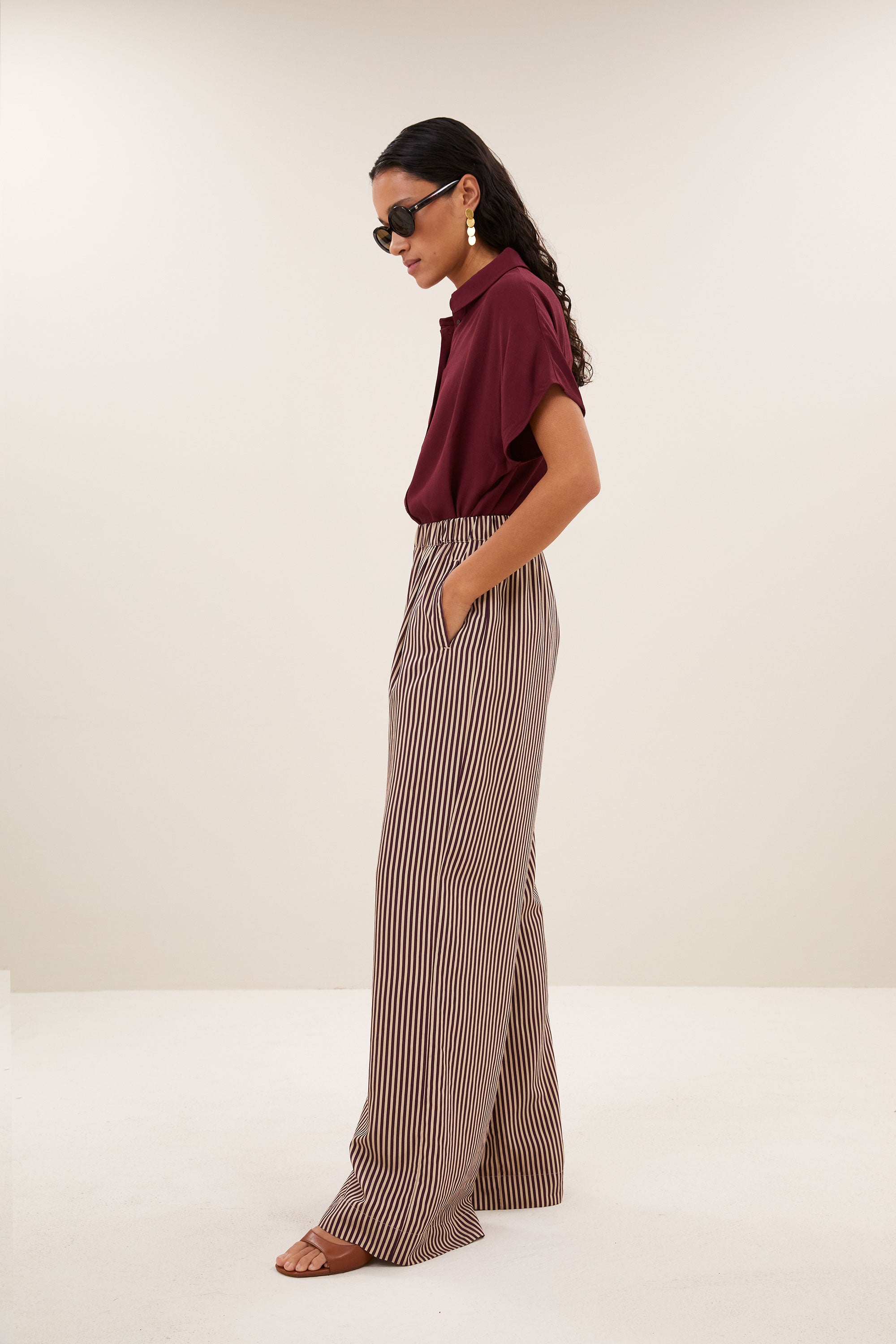 pants-celin stripe pants burgundy stripe-by-bar-zijaanzicht
