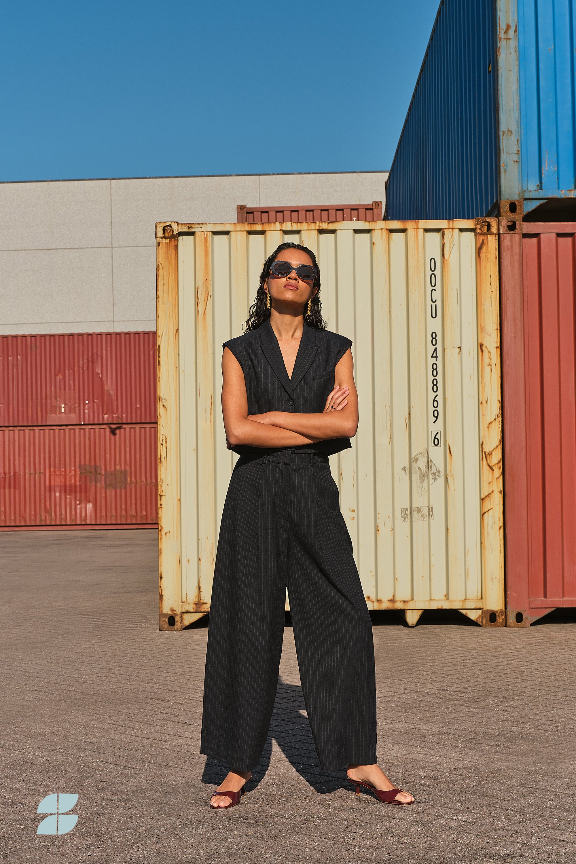 frida pinstripe pants | midnight