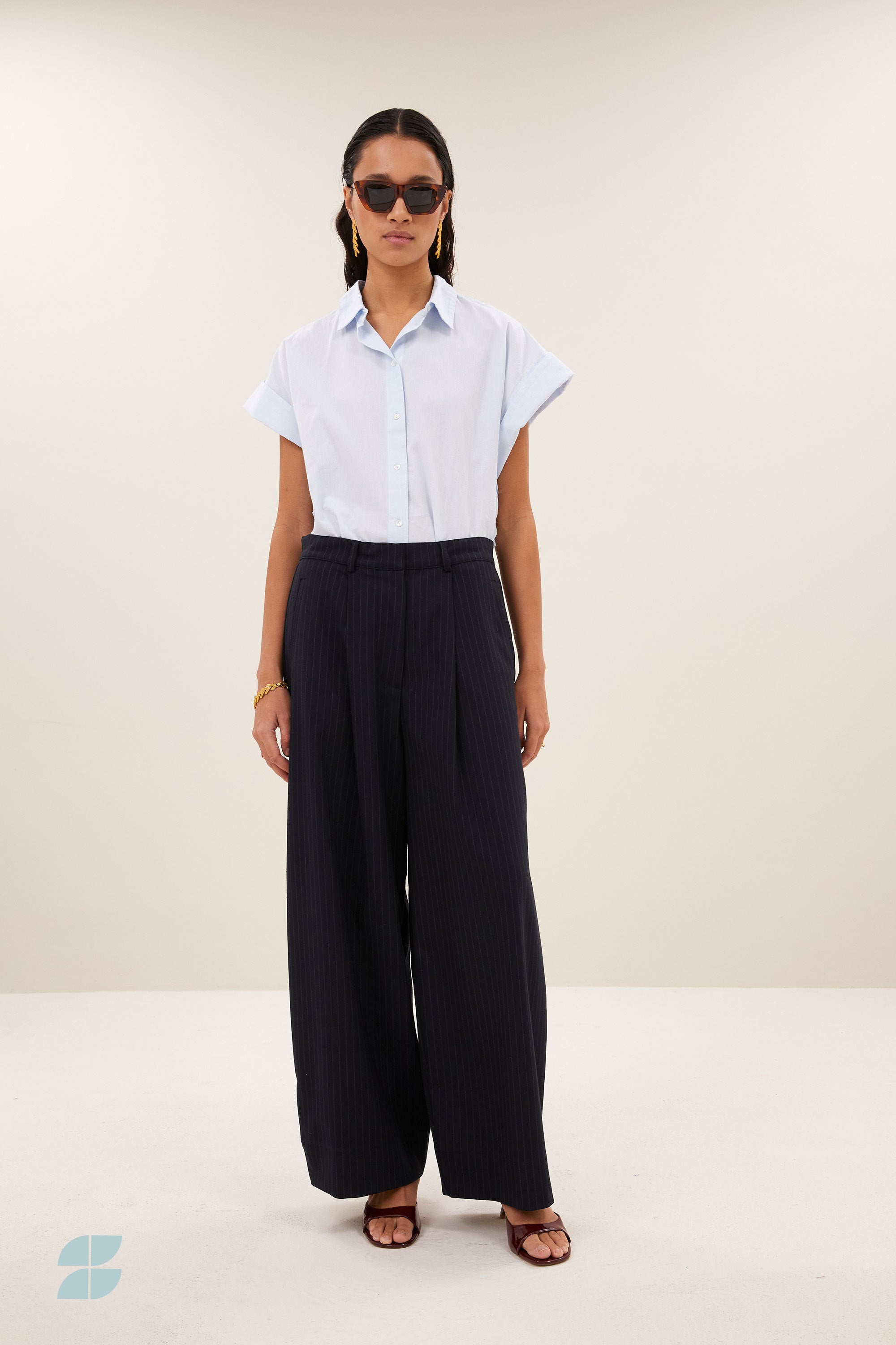 frida pinstripe pants | midnight