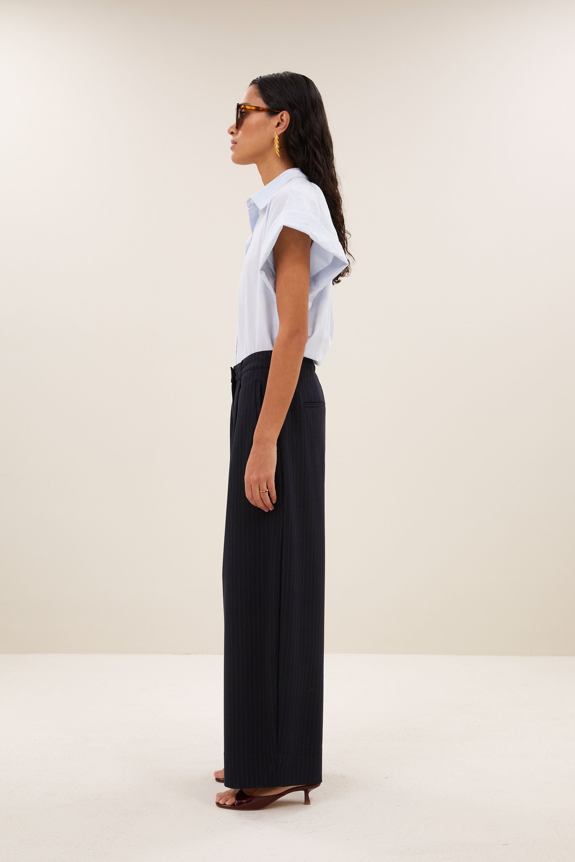 frida pinstripe pants | midnight