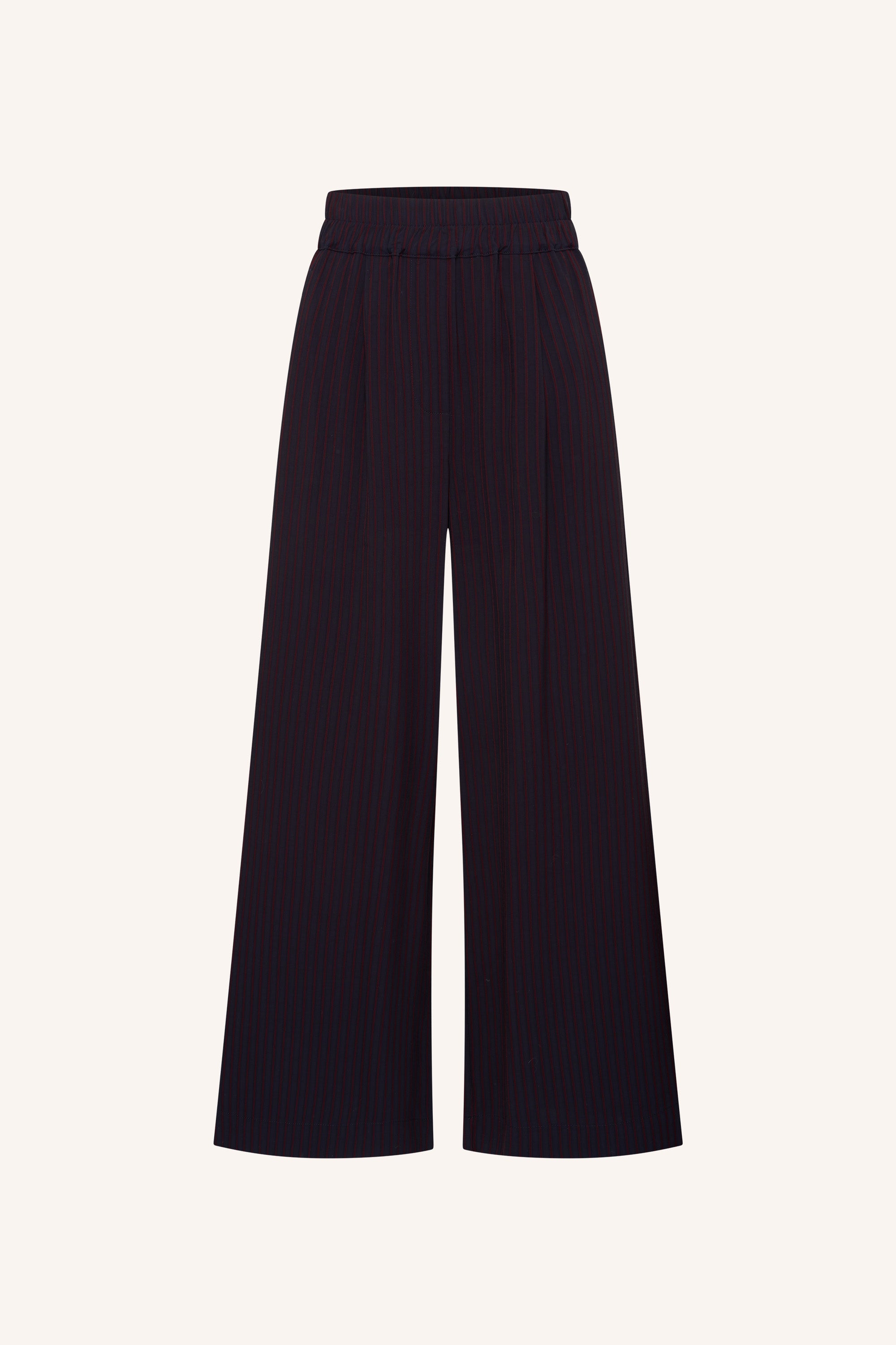 benji-wide-stripe-pants-wine-stripe-comfortabele draagervaring-all-time classic-plooien-by-bar-productfoto