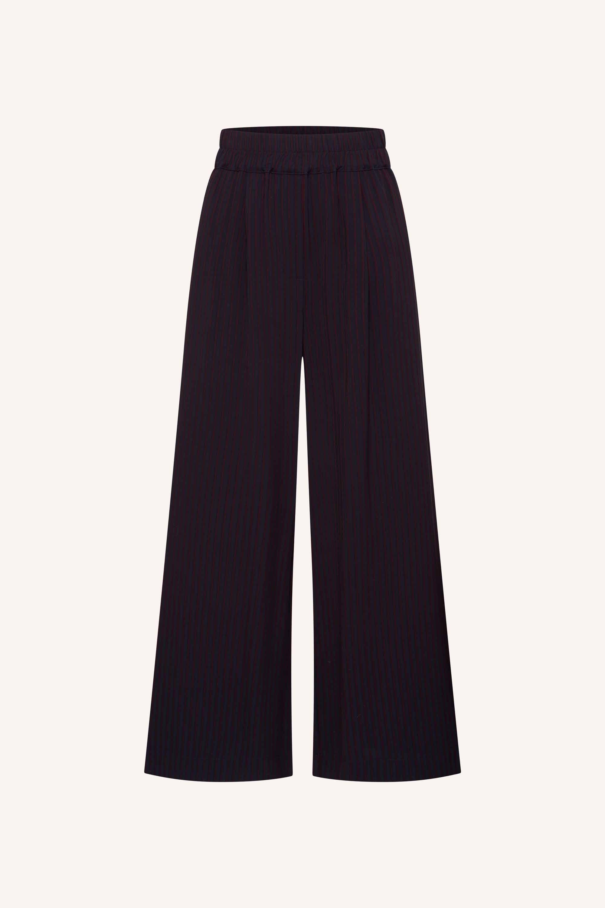 benji wide stripe pants | wine stripe