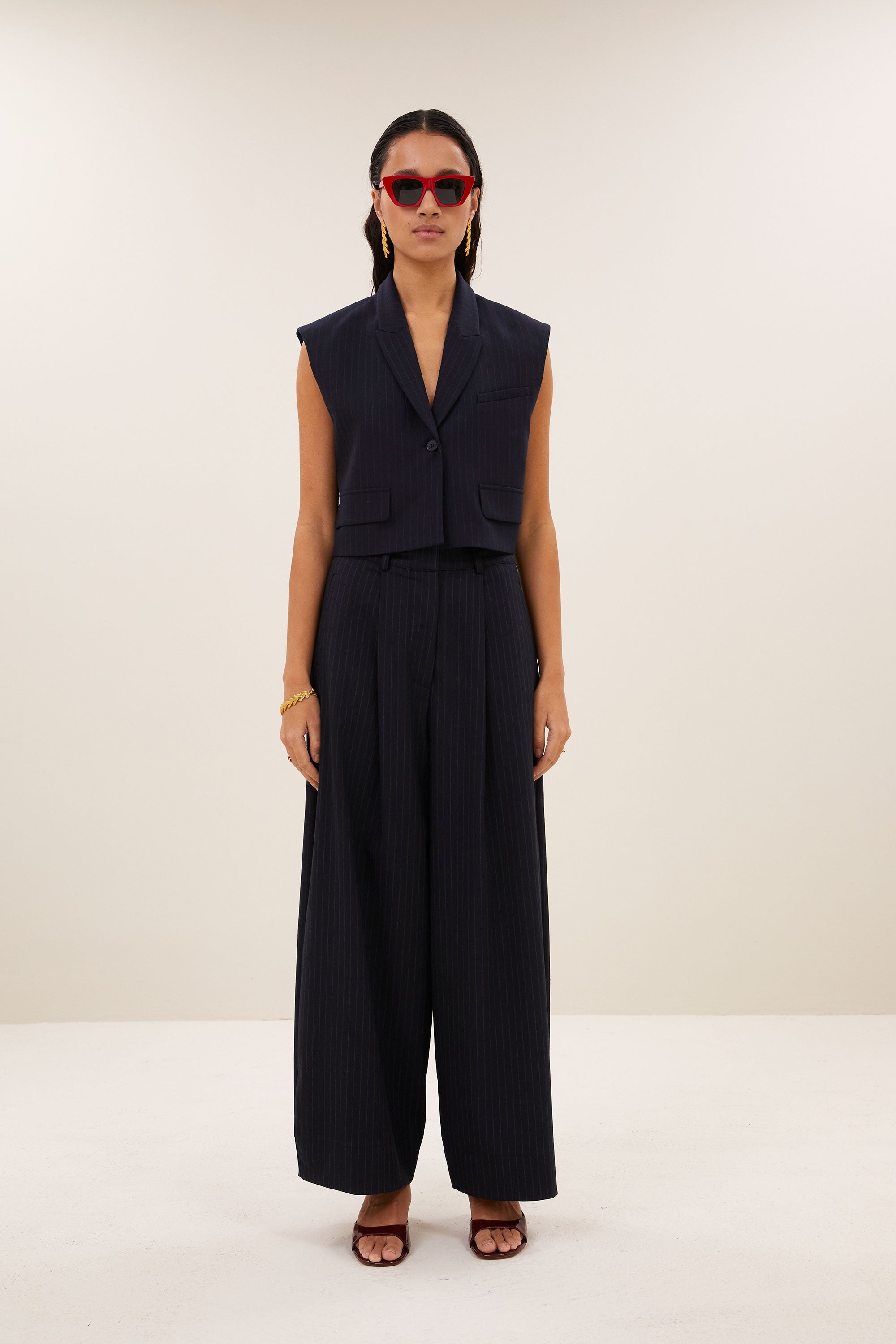 frida pinstripe pants | midnight