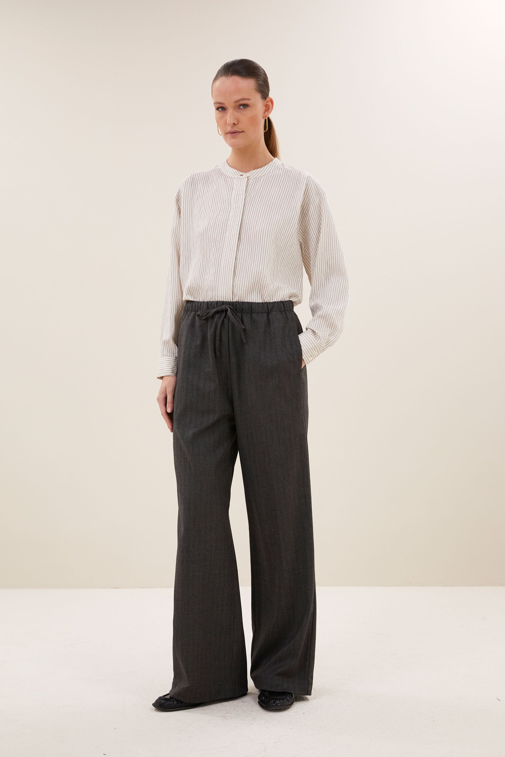 pelle herringbone pants | black herringbone