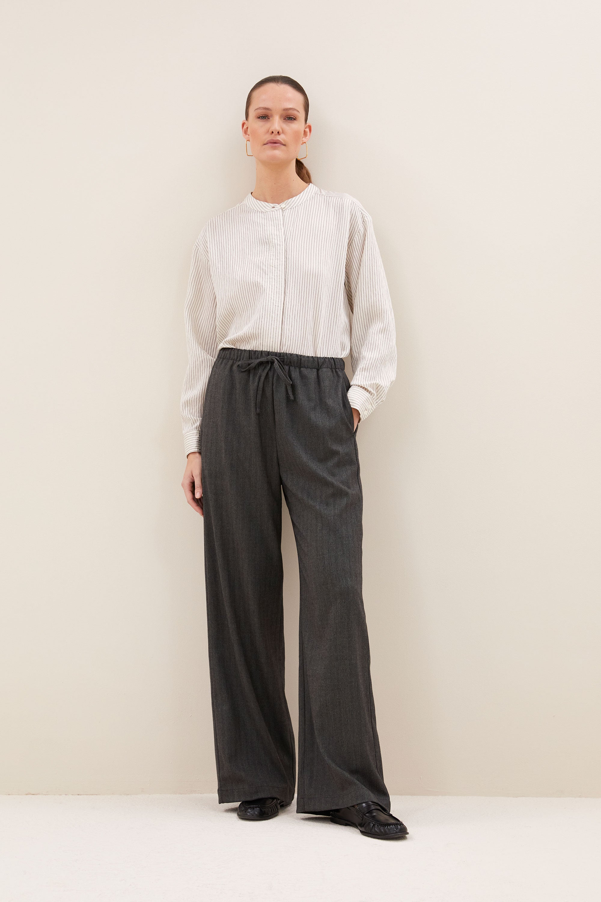 pelle herringbone pants | black herringbone