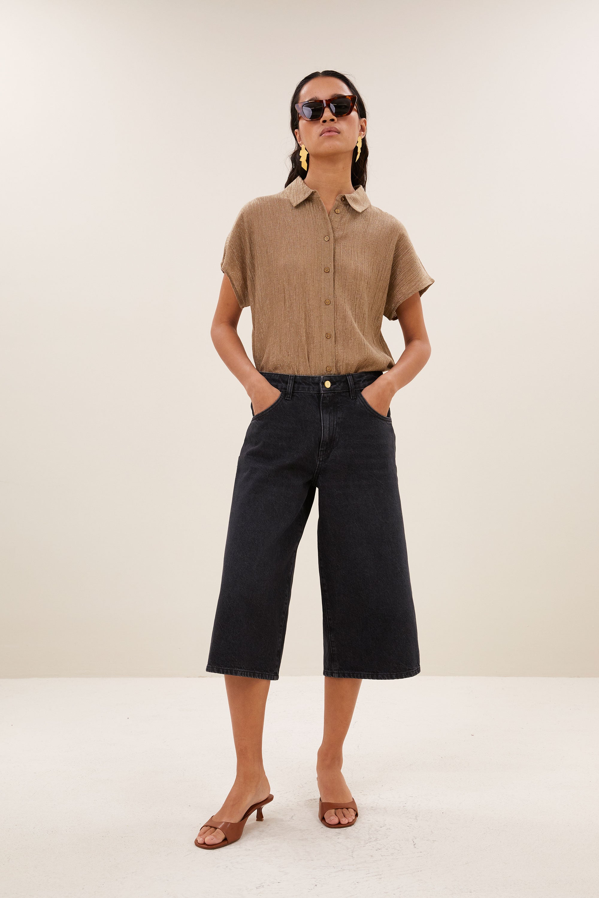 noho long denim shorts | jet black
