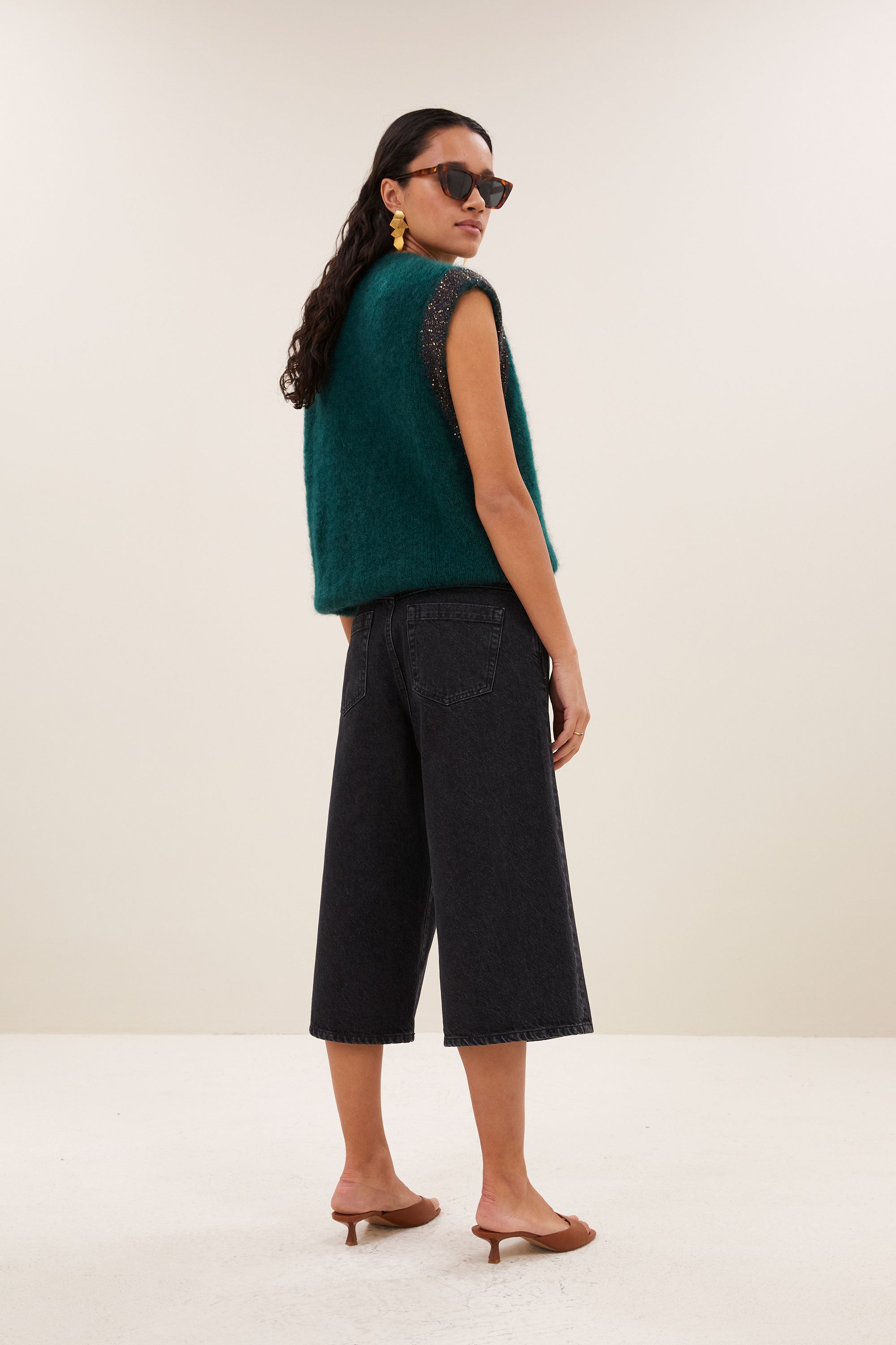 noho long denim shorts | jet black