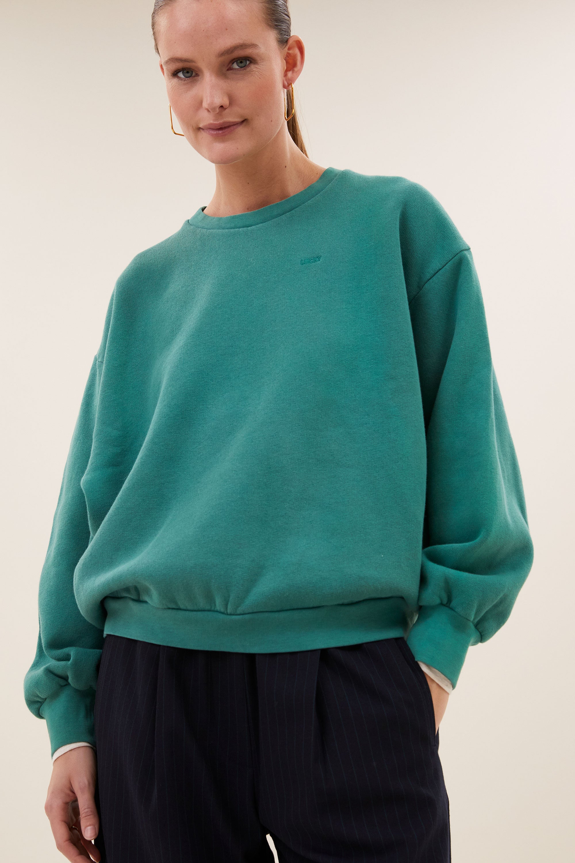 lili lucky sweater | frosty green