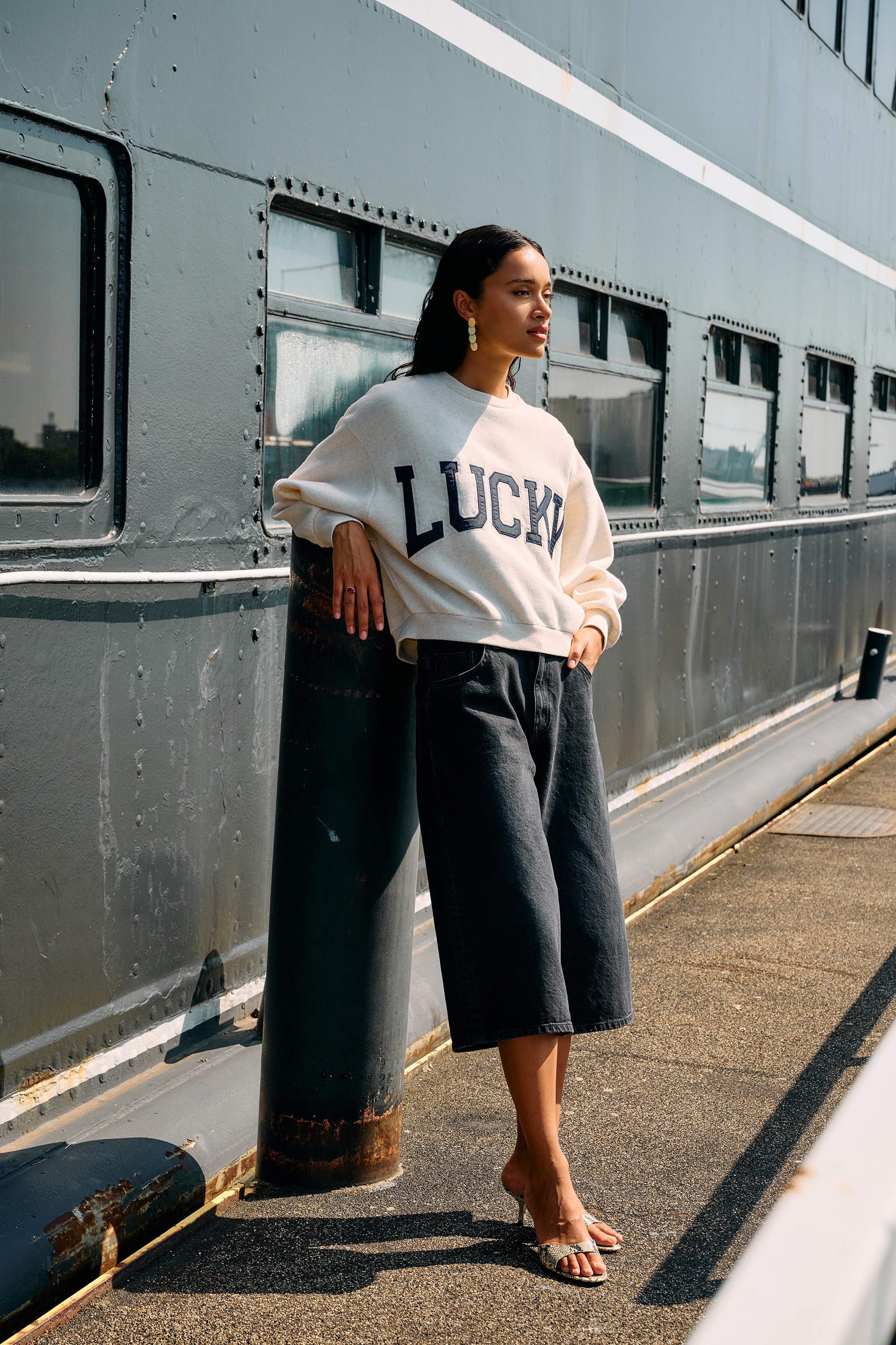 lili patchwork sweater | oyster melee