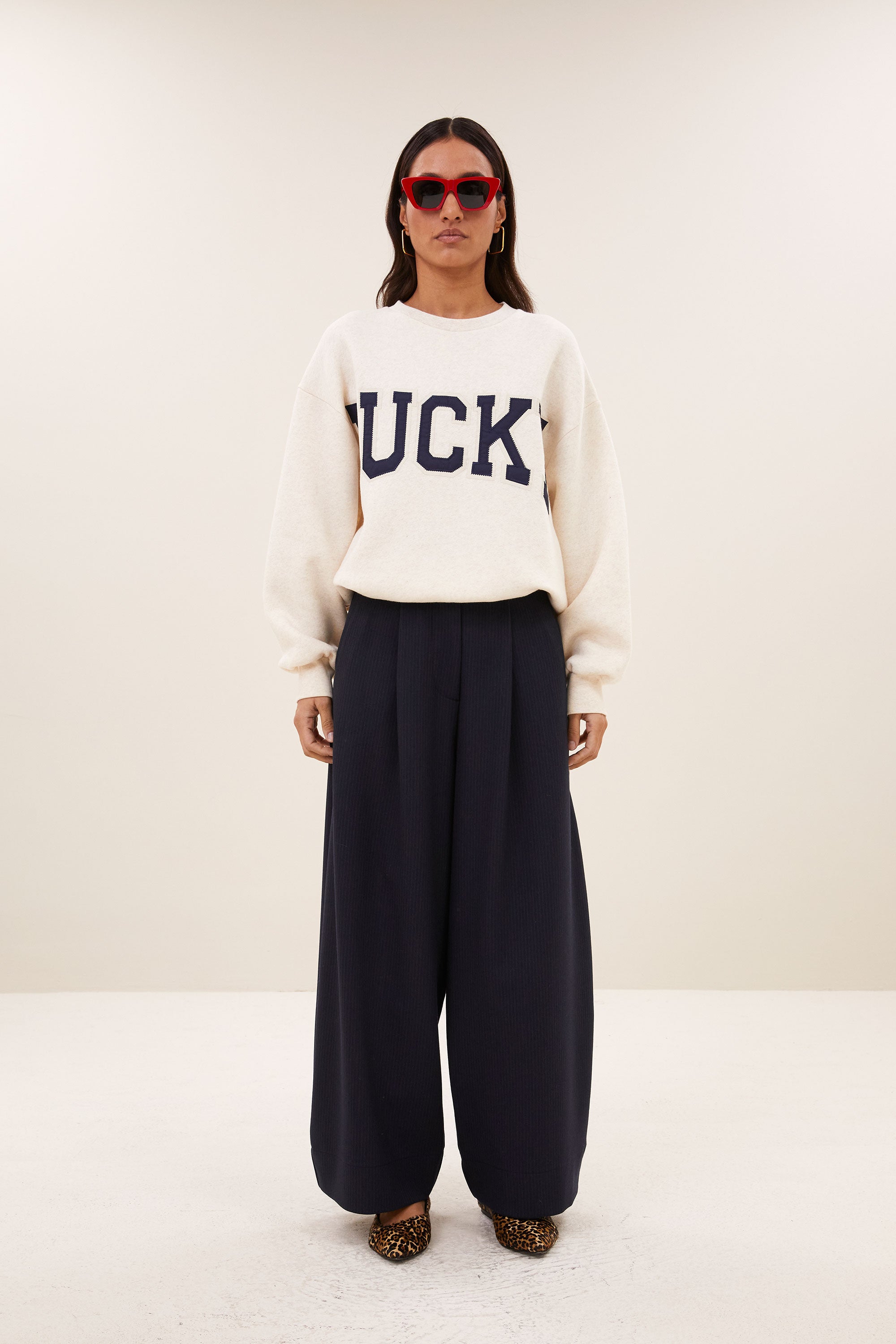 lili patchwork sweater | oyster melee