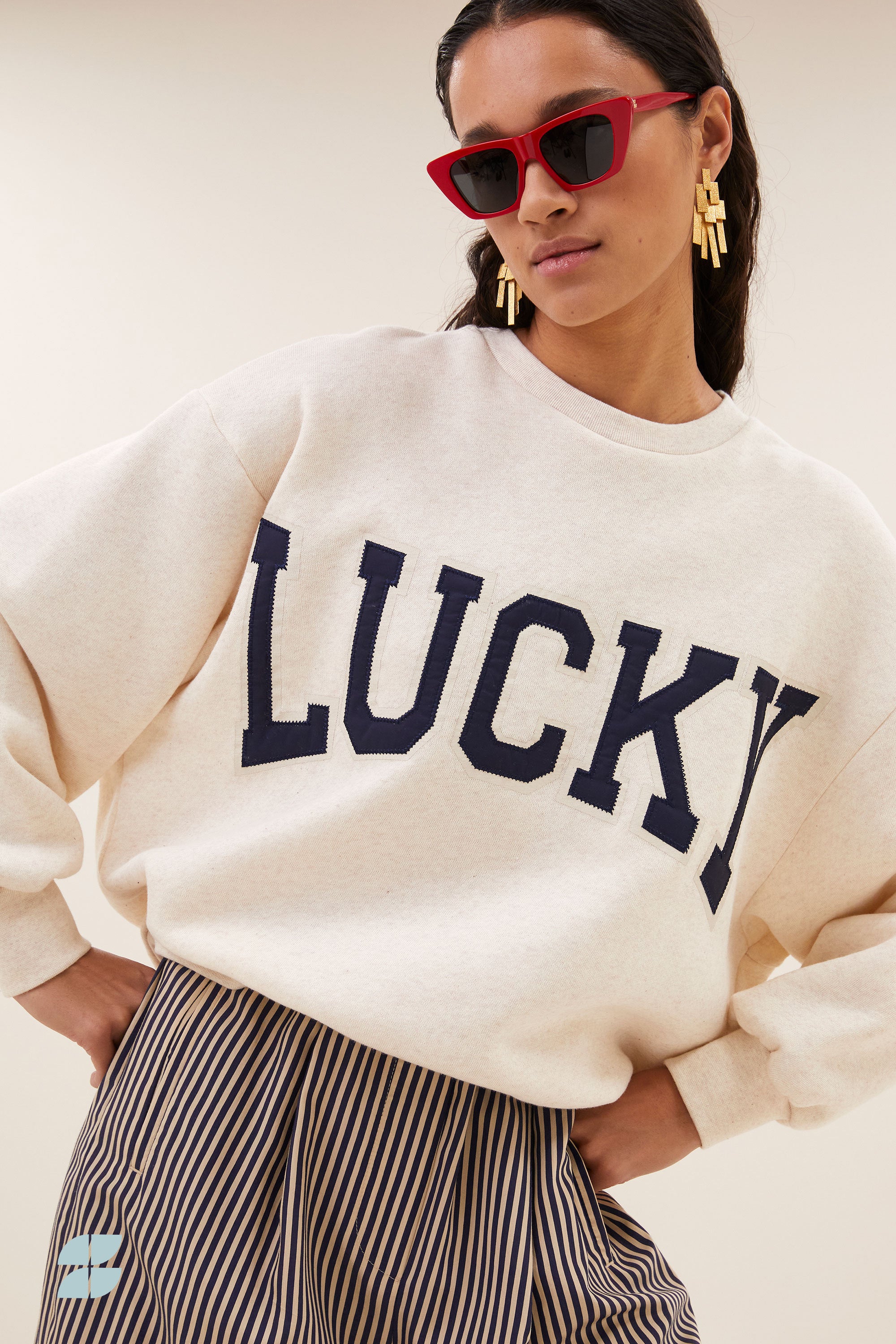lili patchwork sweater | oyster melee